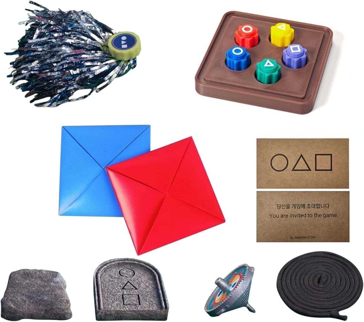 Gonggi Korean Traditional Folk Game Play Set - Jebi chagi, Gong-gi, Biseokchigi, Paeng-y, DDAKJI, Family Travel Games (1 Set)