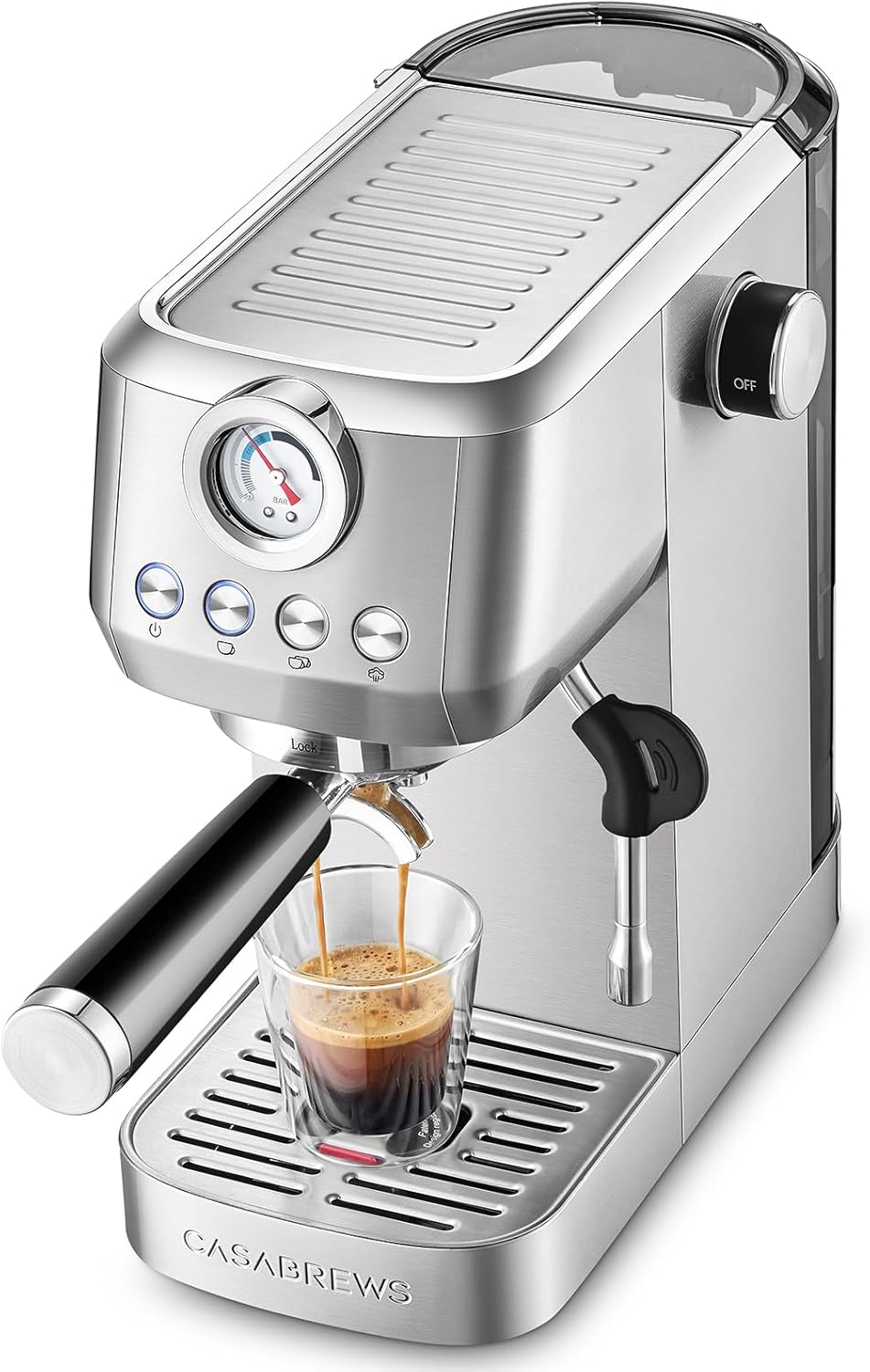CASABREWS 3700 Gense Espresso Machine 20 Bar, Stainless Steel Espresso Maker With Steam Milk Frother, Coffee Machine Cappuccino Latte Machine With 43.9 oz Removable Water Tank