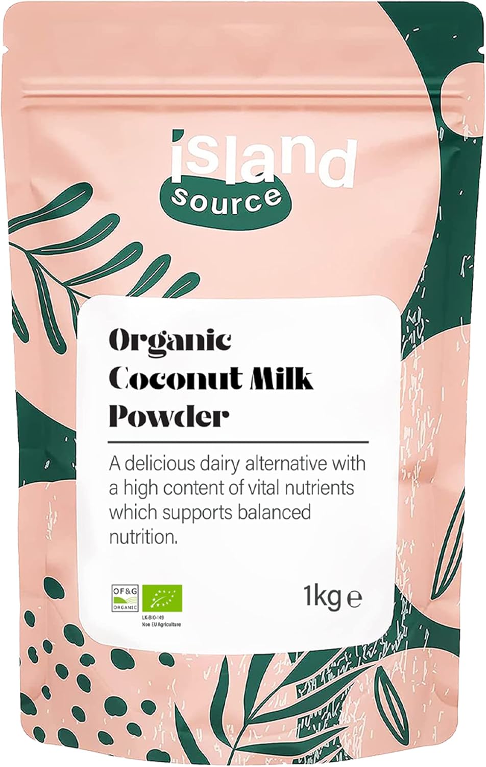 Island Source Organic Coconut Milk Powder 1kg Pouch, Natural Vegan, Gluten Free, Pure Powdered Coconut Milk for Smoothies and Baking
