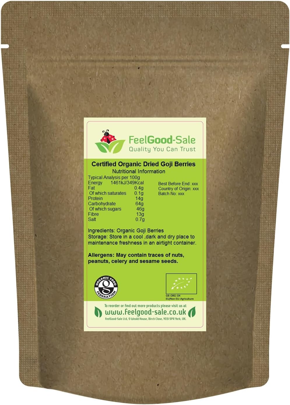 1kg Organic Goji Berries Raw, 100% Natural (1kg)