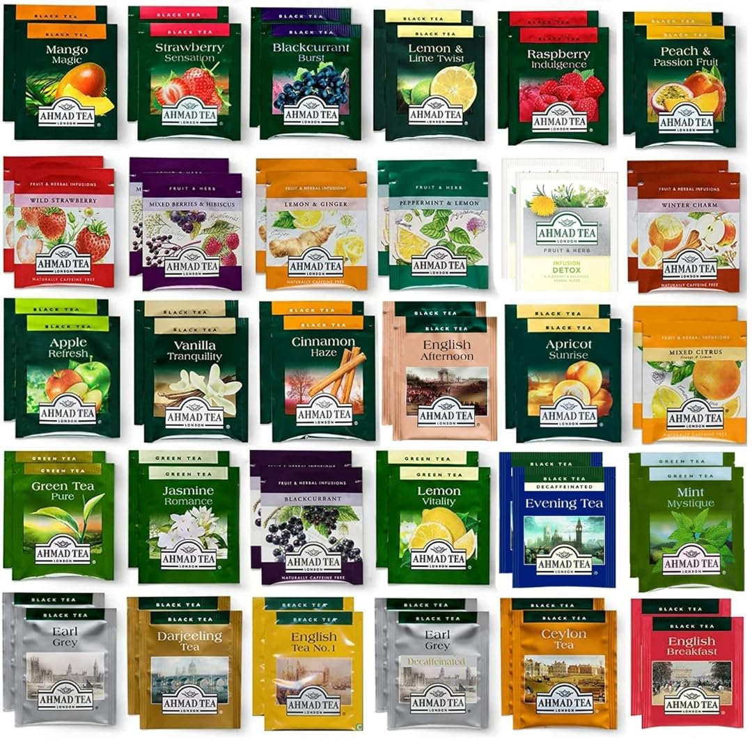 Tea Bags Sampler Assortment Variety Pack - 60 Count - Excellent Variety - Earl Grey, English Breakfast, Green, Black, Herbal, Strawberry and more | Pack of 60 by SnackWave