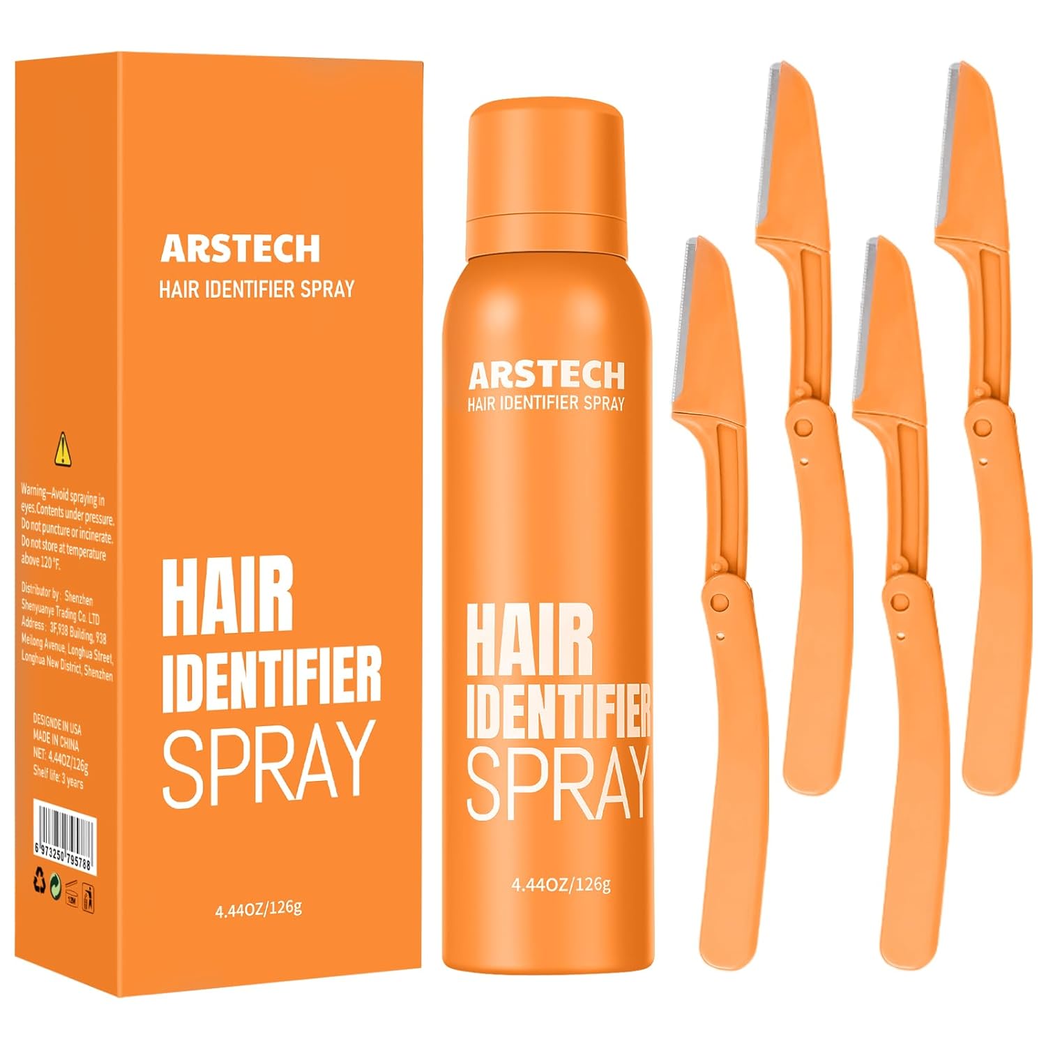 Hair Identifier Spray for Face Shaving Dermaplaning Tool Dermaplane Razor for Women Face Skin Body Dermaplane Spray for Women Face with 4 Face Razor for Face Shaver Kit Facial Hair Spray Hair Removal