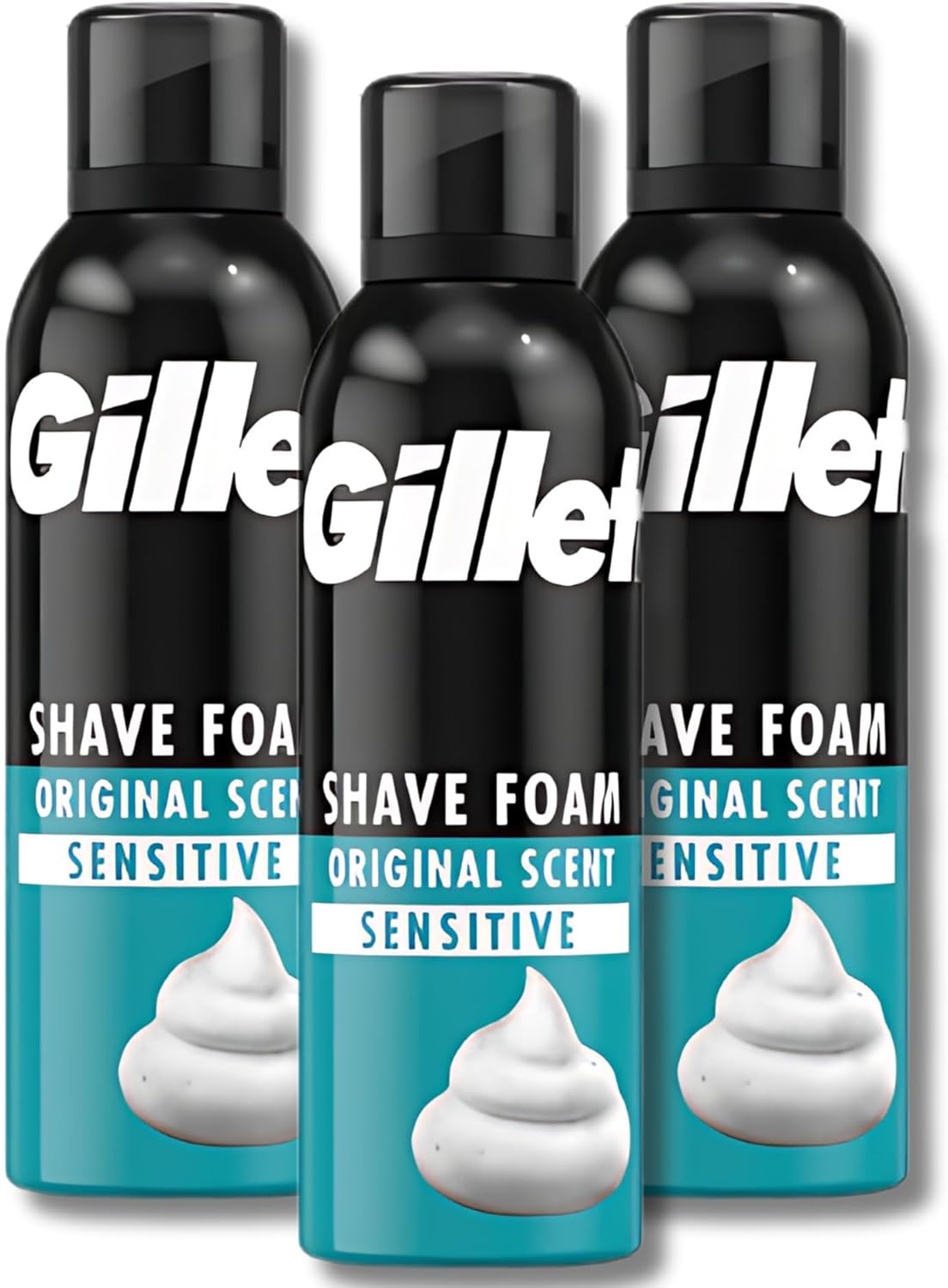 Classic Sensitive Skin Shaving Foam, 200ml – Pack of 3 for Gentle and Effective Shaving with Soothing Formula to Prevent Irritation and Ensure a Smooth, Comfortable Shave Every Time