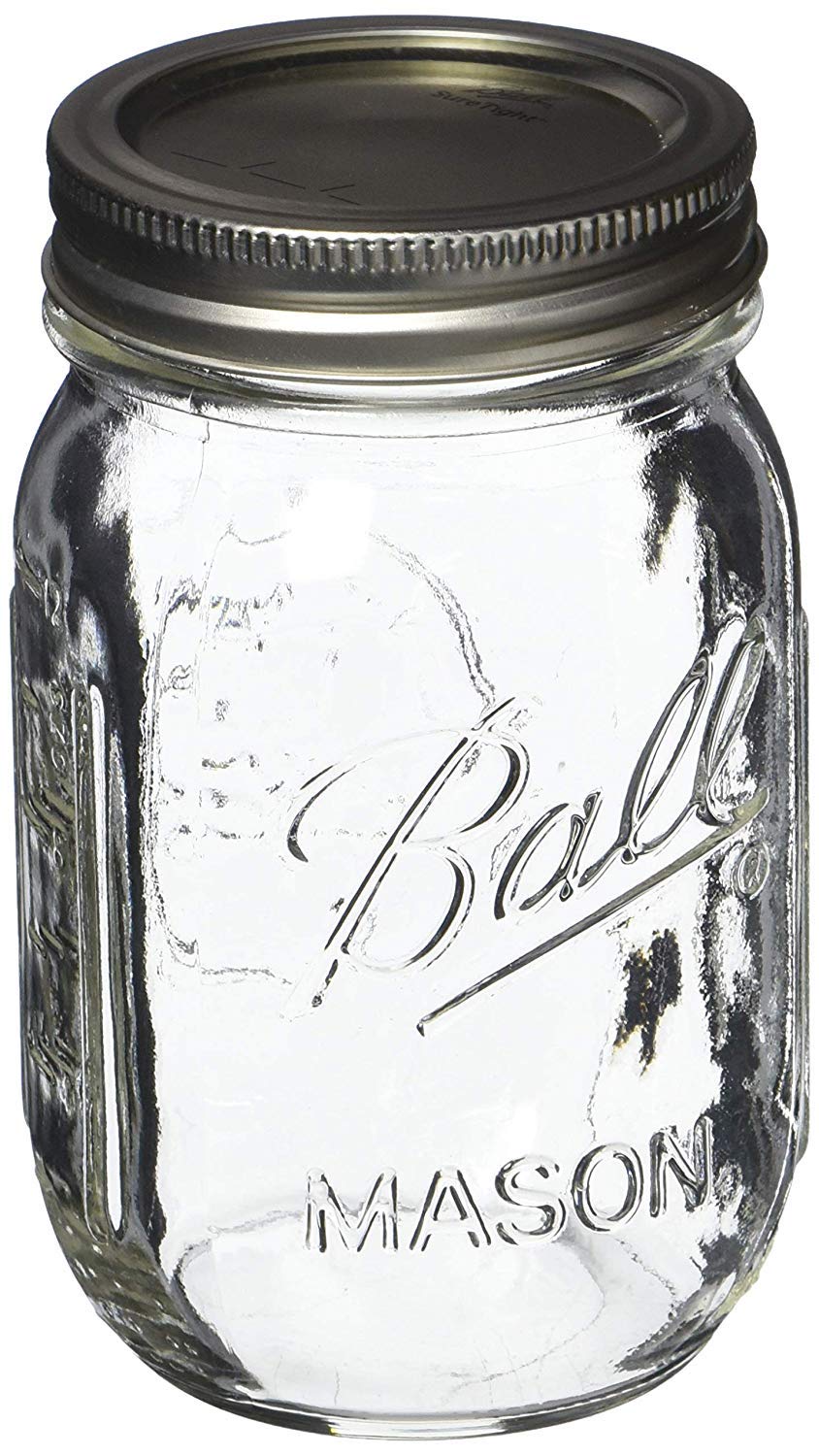 Ball Glass 389579 Pint Regular Mouth Mason, 2 Count (Pack of 1), Clear