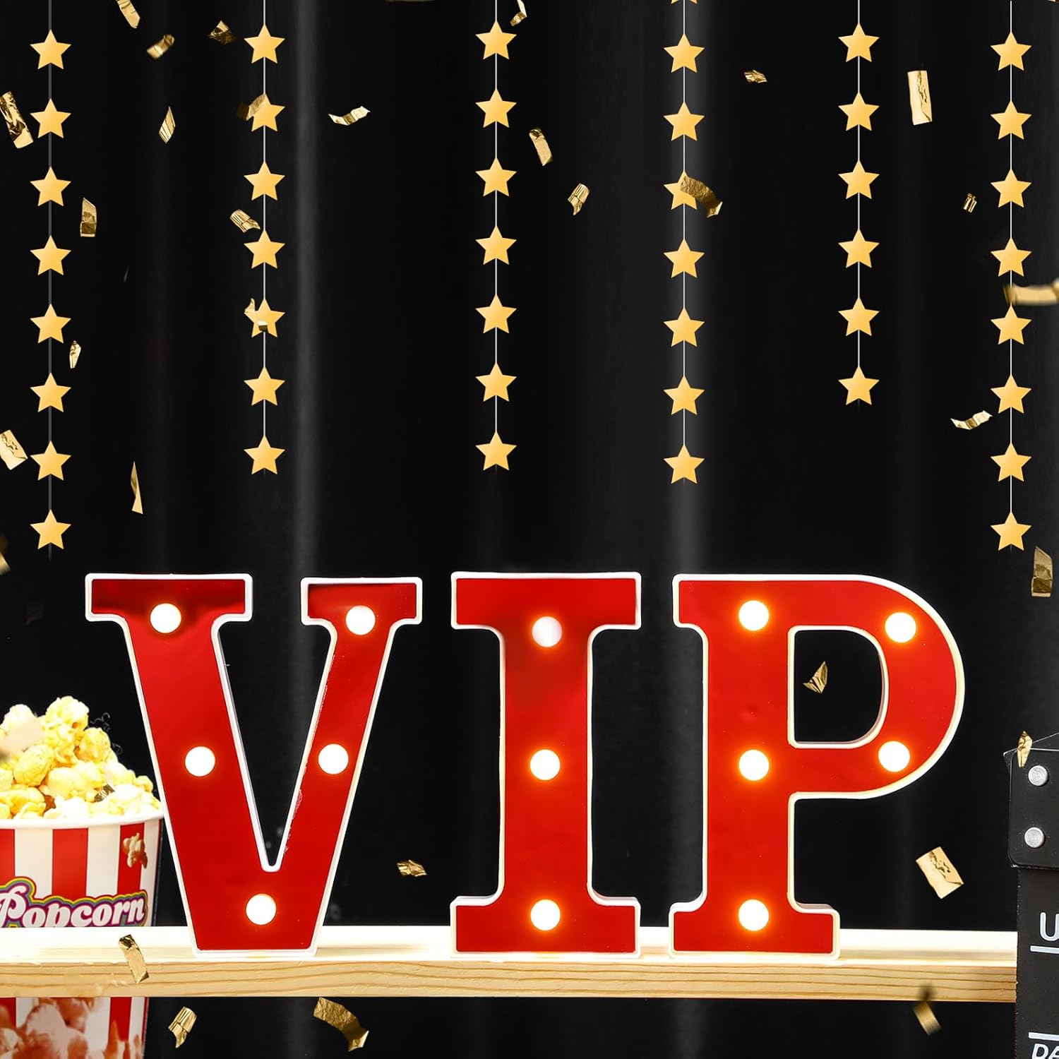 Light up Letters Sign Party Decorations Battery Powered Marquee Lighted Sign LED Alphabet Letter Lights for Night Party Tabletop Decor Supplies (Vip)
