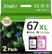 67XL Ink Cartridge Black/Color Combo Pack Replacement for HP 67XL 67 DeskJet 2700 2700e 2755 2755e 2752 4155e 2855e 4100 4100e 4155 4255e Envy 6000 6055 6400 6455e 6458 1255 Printer High-Yield Inkjet