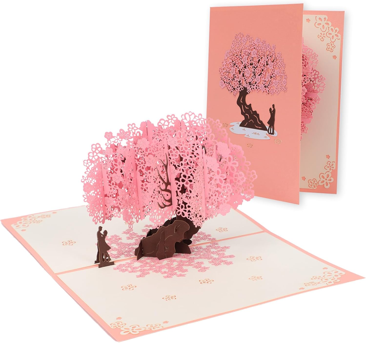 3D Wedding Card with Pop-Up Car Anniversary Cards for Bride and Groom Beautiful Just Married Cards for Couples and Newlyweds for Valentines Day, Engagement, Marriage Include Envelope (Pink)