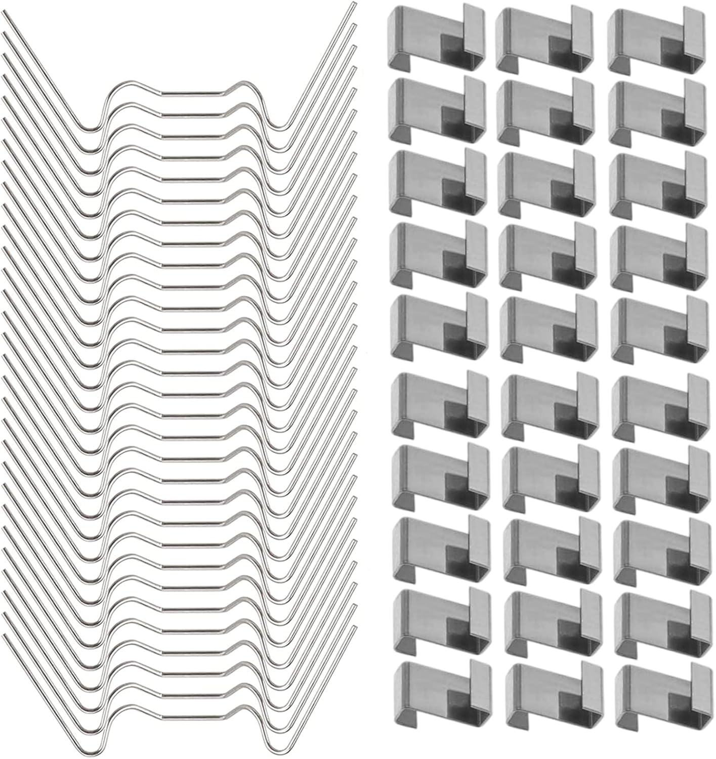 HONGCI 100Pcs Greenhouse Clips for Glass,Stainless Steel Greenhouse Window Clips Glass Pane Fixings Clips(50 Greenhouse Glazing W Wire Clips & 50 Greenhouse Glazing Z Clips) for Greenhouse Glass Clips