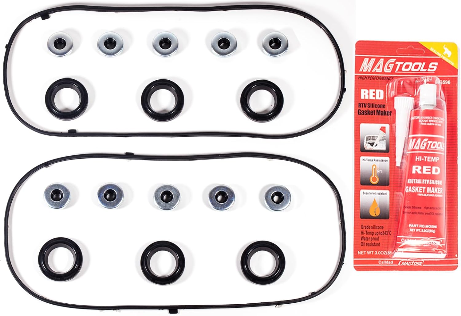 Engine Head Valve Cover Gasket Set VS50607R 0361708 Compatible with Acura MDX RL TL 3.5L; Honda Accord 3.0L 2003-2004 Odyssey Pilot Ridgeline 3.5L 2006-2008 Saturn Vue 3.5L 2004-2007