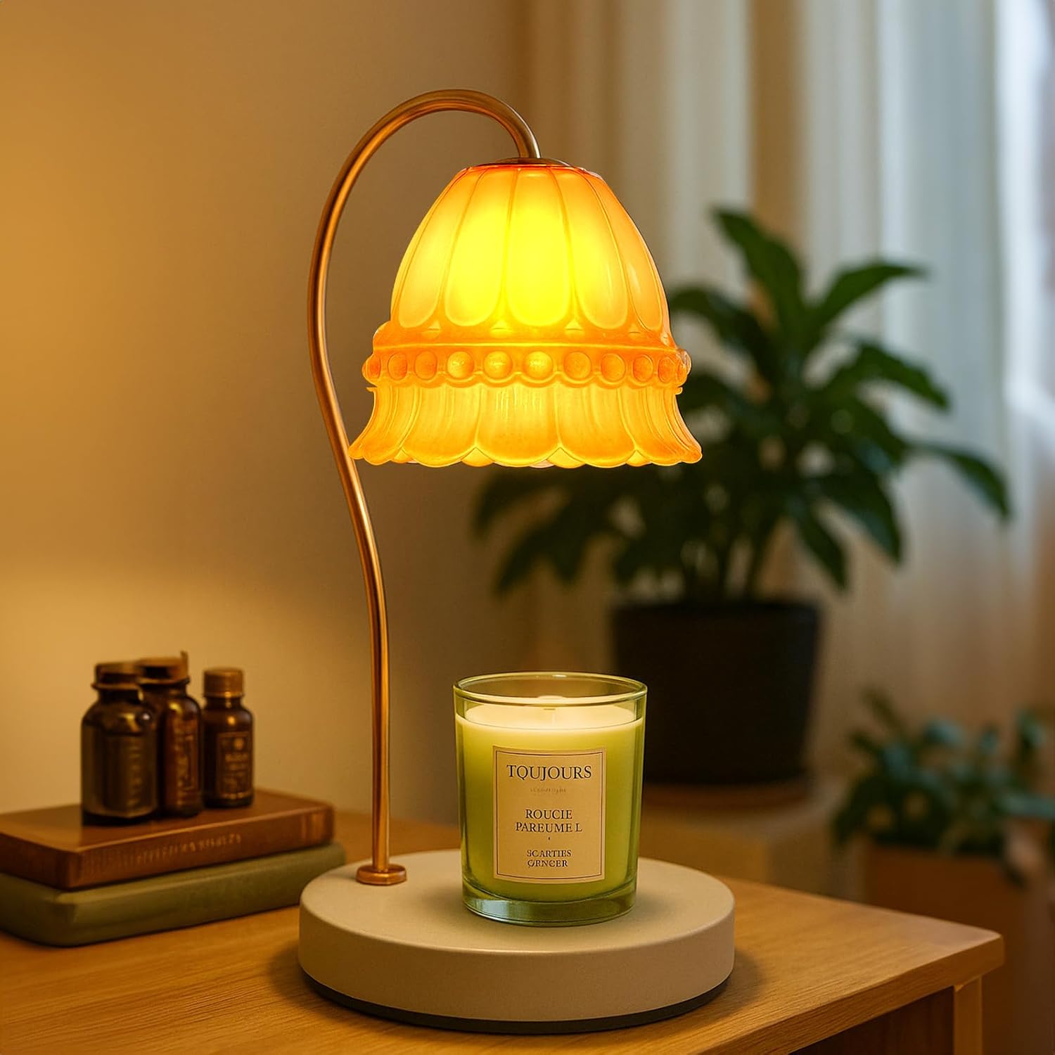 Candle Warmer Lamp with Dimmer - Electric Candle Lamp with Timer for Jar Candles Scented Candles with 2 Bulb
