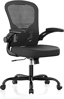 Office Chair, Ergonomic Desk Chairs 330LBS Capacity High Back Mesh Computer Chair with Flip-up Armrests, Comfy Work Chair with Adjustable Lumbar Support, Rolling Swivel Executive Task Chair Black