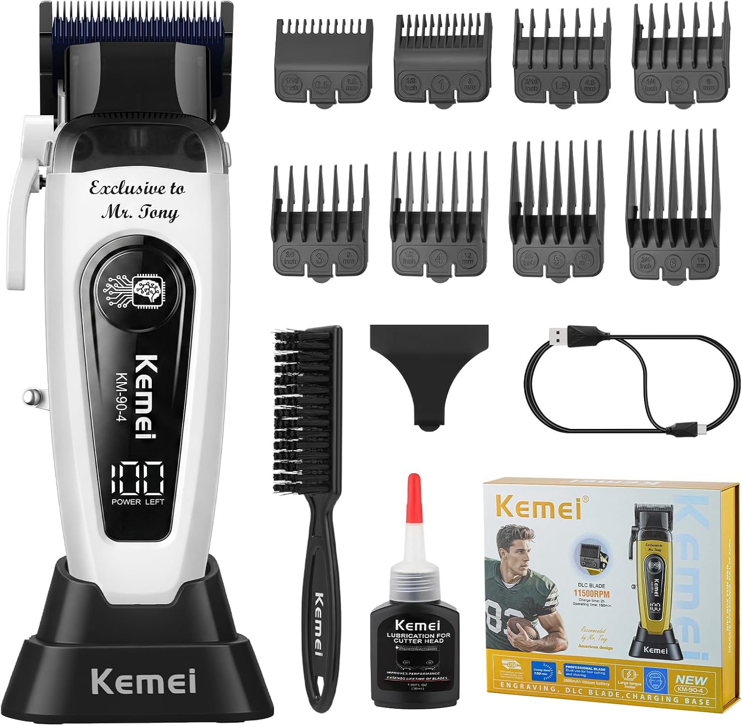KEMEI 90-4 Professional Hair Clippers for Men 11500 RPM Barber Clippers