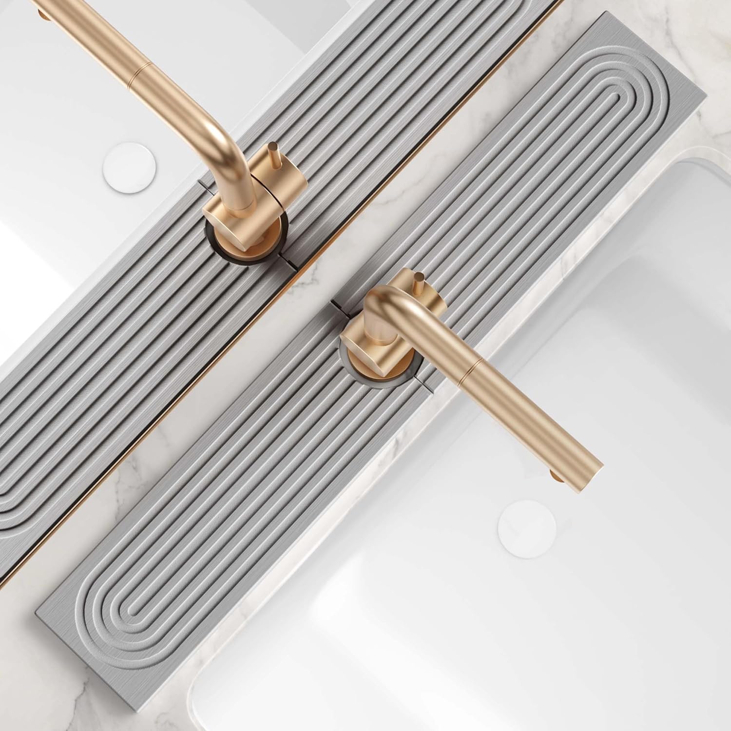 Kitchen Faucet Absorbent Mat - Diatomaceous Earth Splash Guard for Sink Faucet, Aesthetic Water Absorbing Stone Tray in The Modern Home [Grey, 23.6" x 3.9"]