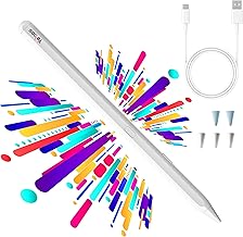 Stylus Pen for Apple iPad 9th/10th Gen 2018-2024, Long Battery Life, USB-C Fast Charging, Active Pencil, Tilt & Palm Rejection, Compatible with iPad 6-10, Pro, Air3/4/5/M2, Mini-White