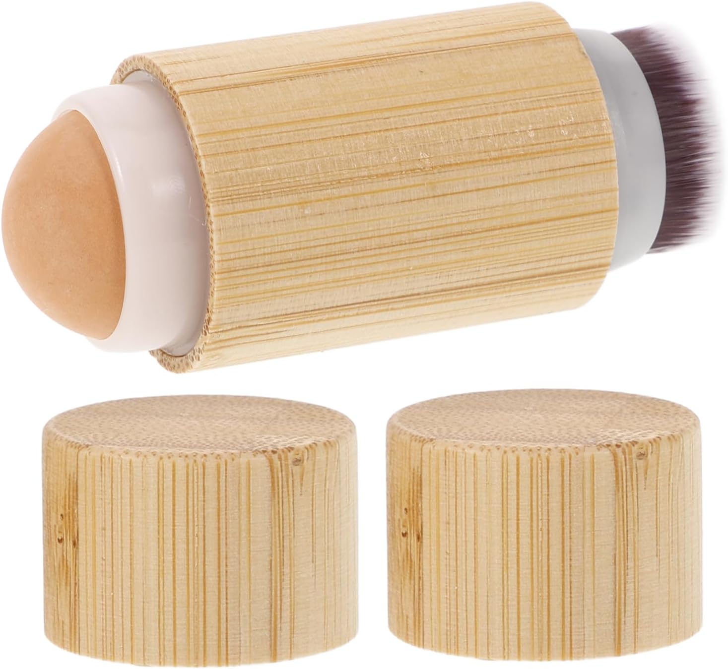 FRCOLOR Bamboo Volcanic Stone Roller Ball Makeup Brush Blush Concealer Foundation Applicator Small Travel-sized for Daily Use