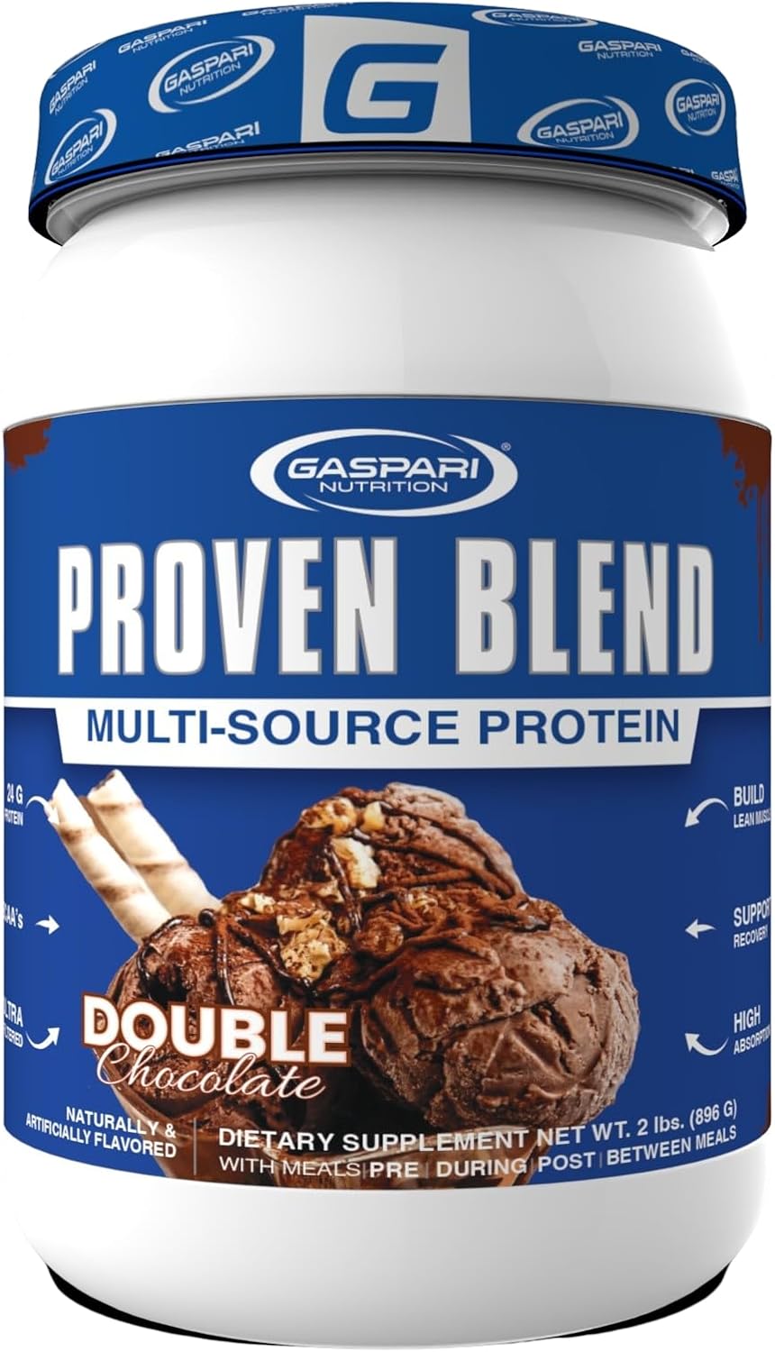 Gaspari Nutrition Proven Blend, Multi Source Protein Powder, Beef Protein Isolate, Whey Concentrate, and Whey Isolate, Builds Lean Muscle, 24g of Protein (28 Servings, Double Chocolate)