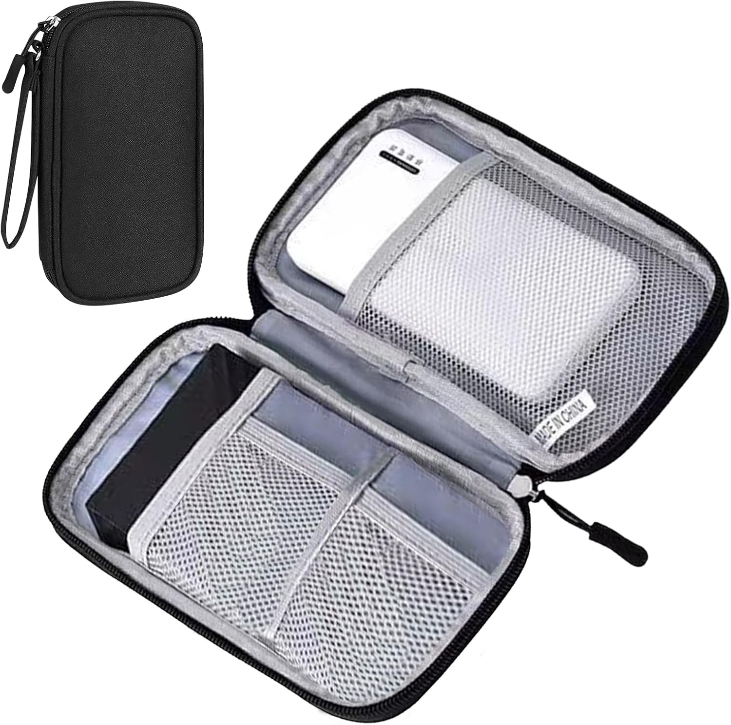 Travel Cable Organiser Bag, Portable Electronics Travel Organizer Tech Pouch, Universal Cord and Travel Gadgets Cable Pouch for Cables Power Bank Earphone USB Drive Hard Disk (Single-Layer Black)