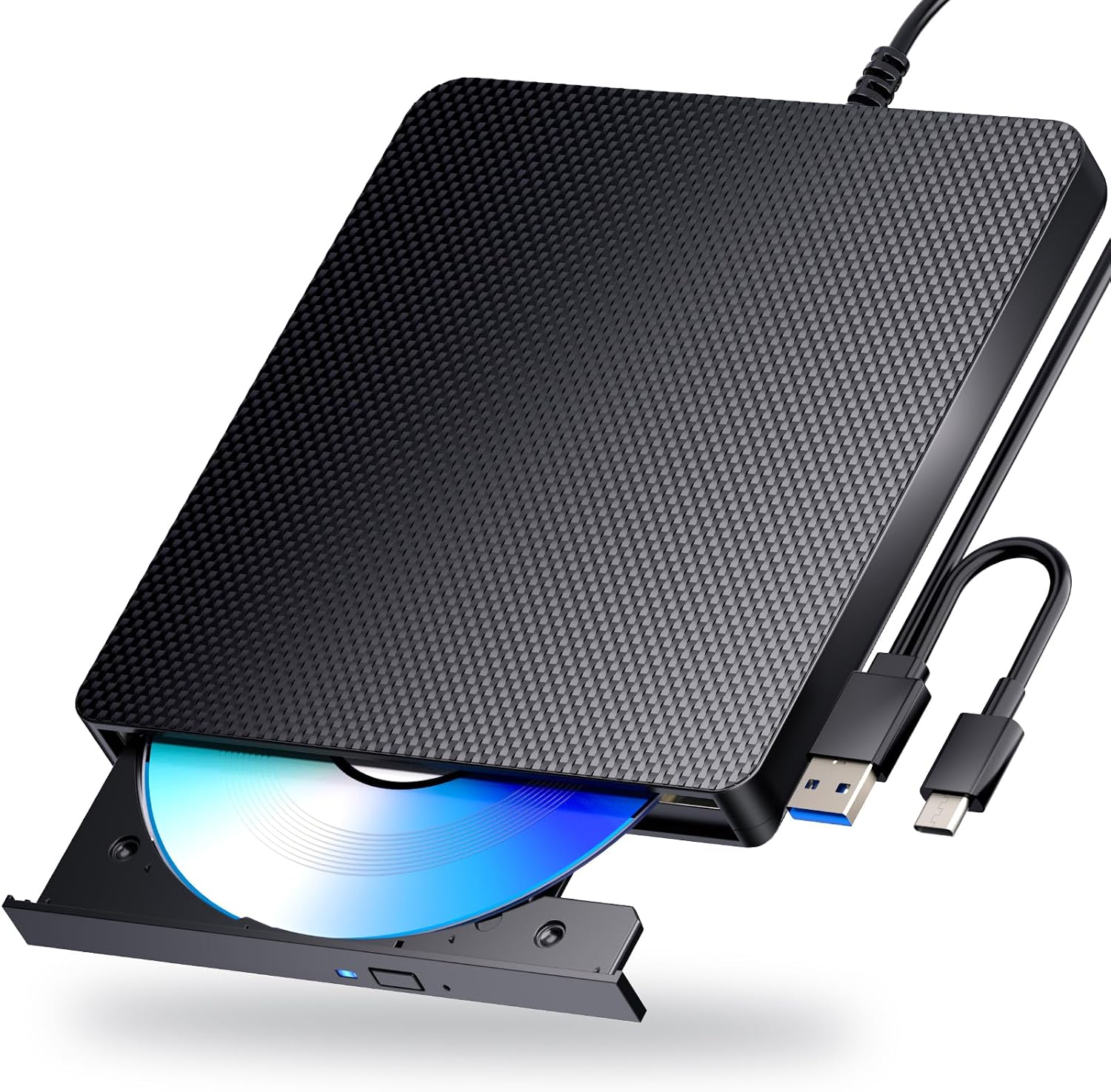 Dainty External Blu ray Drives Player Read/Write Compatible Bluray Burner USB 3.0 / Type-C BD DVD Burner Blu ray Player for pc, Windows 7-11 & Mac（Black）