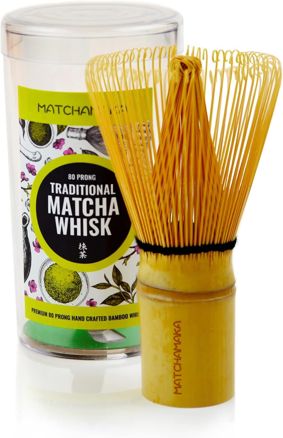 Premium Matcha Green Tea Whisk - Natural Bamboo - MATCHAMAKA 80 Prong Traditional Japanese Chasen