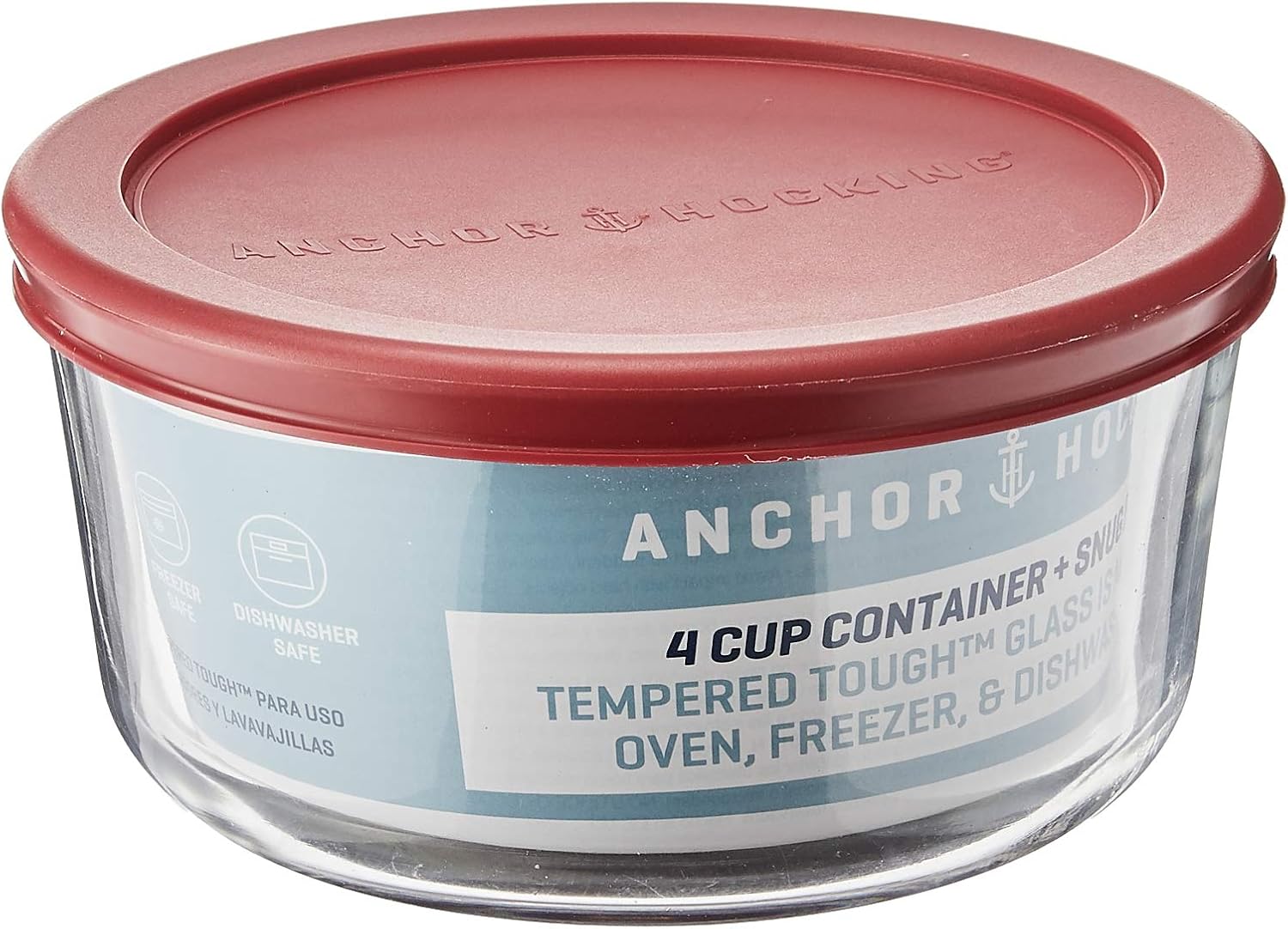 Anchor Hocking Clear Glass Storage Container (Pack of 4) | SnugFit Lids