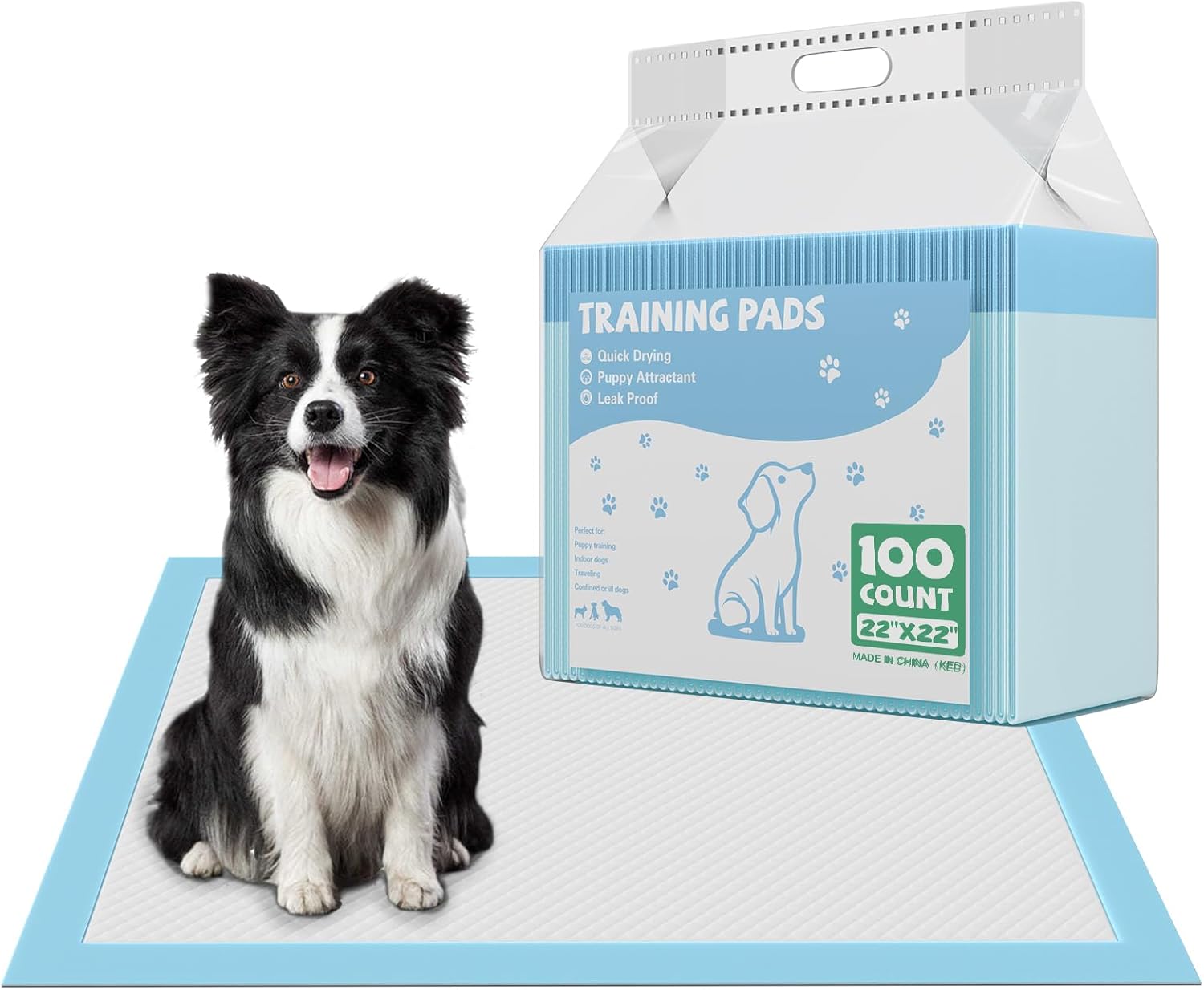 DUMOS 100 Count Puppy Pads for Dogs, 22" x 22" Potty Puppy Training Pad, Dog Cat Pee Pads, Super Absorbency Disposable Pet Leakproof Quick Drying Pad