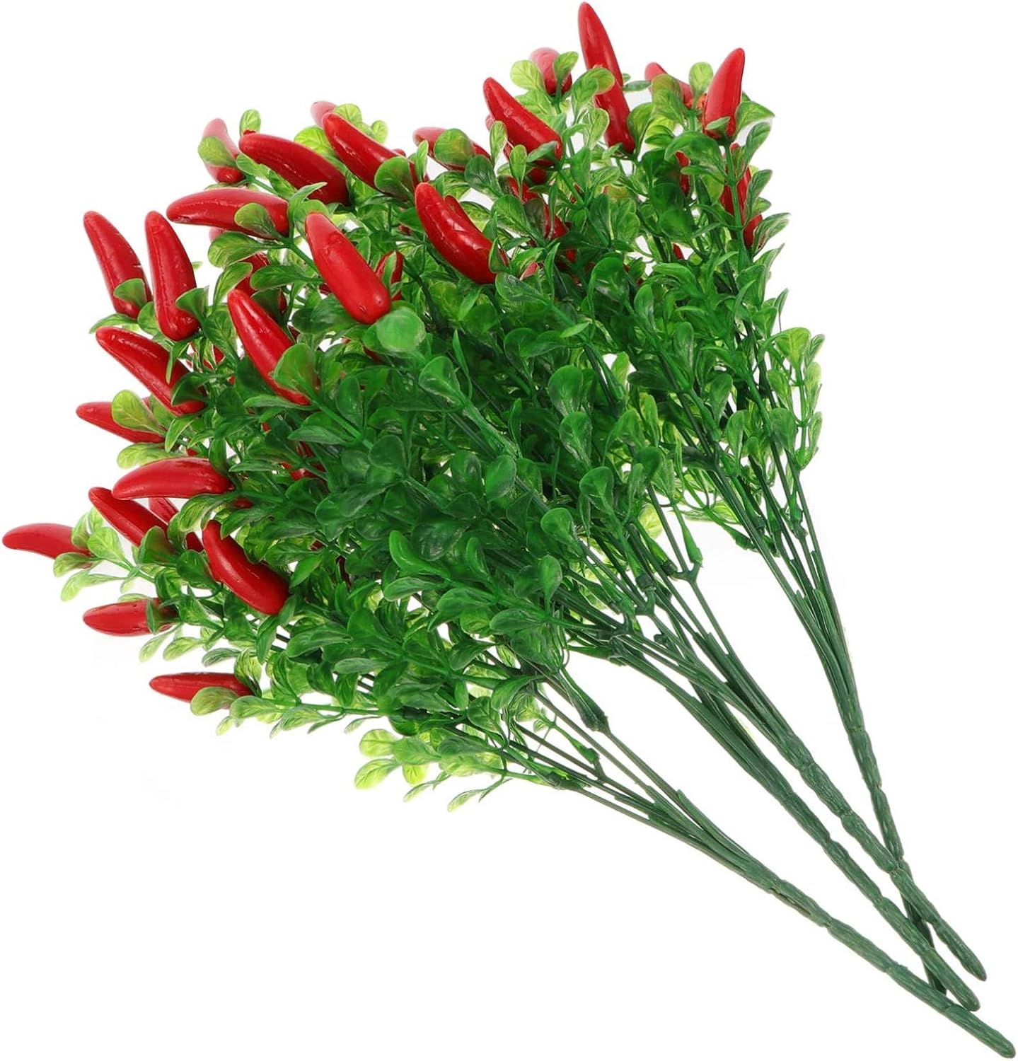 4pcs Vibrant Plastic Chili Pepper Bouquet Realistic Artificial Pepper Stem Decor for Home Holiday Decor