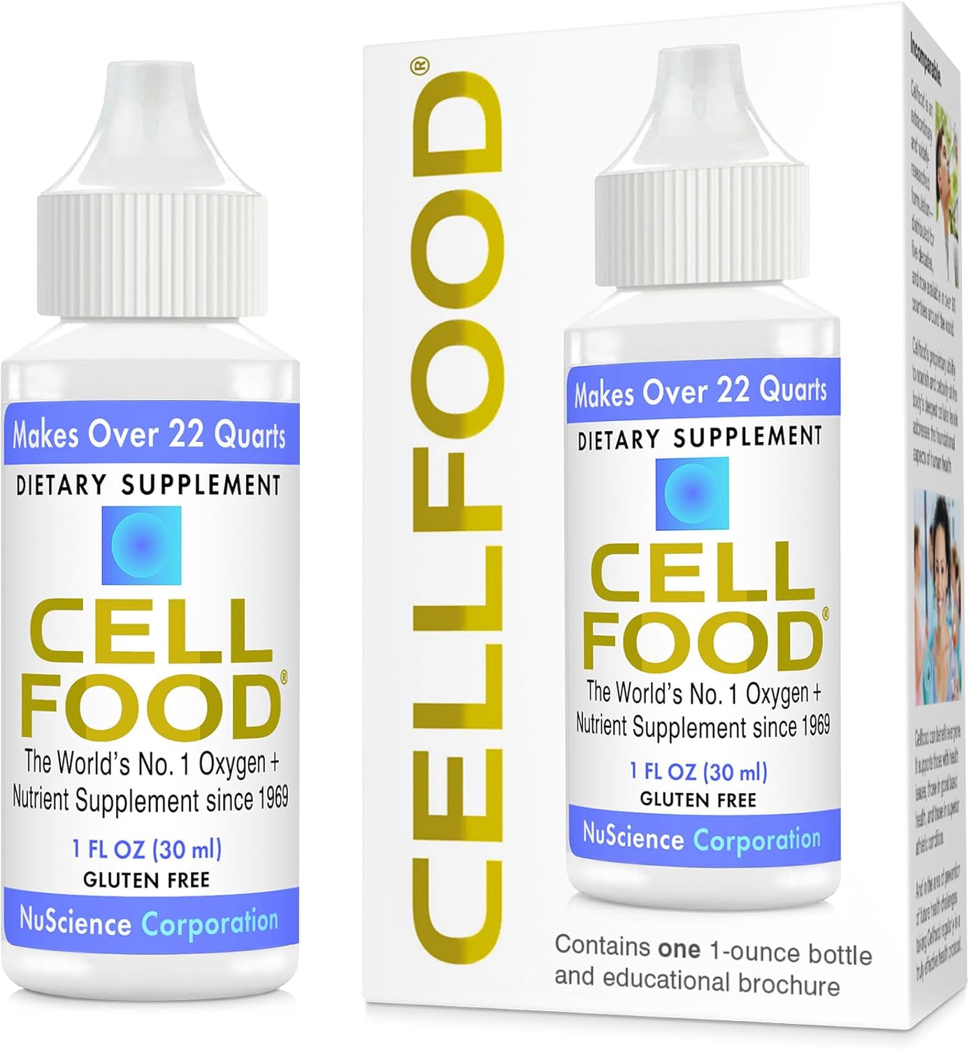 Cellfood Oxygen Boost, 1 fl oz - Liquid Oxygen Supplement for Lymphatic Drainage, Altitude Sickness, Jet Lag, Fatigue, Headaches, Hangovers & Energy - Gluten Free, Cert. Kosher - Makes Over 22 Quarts