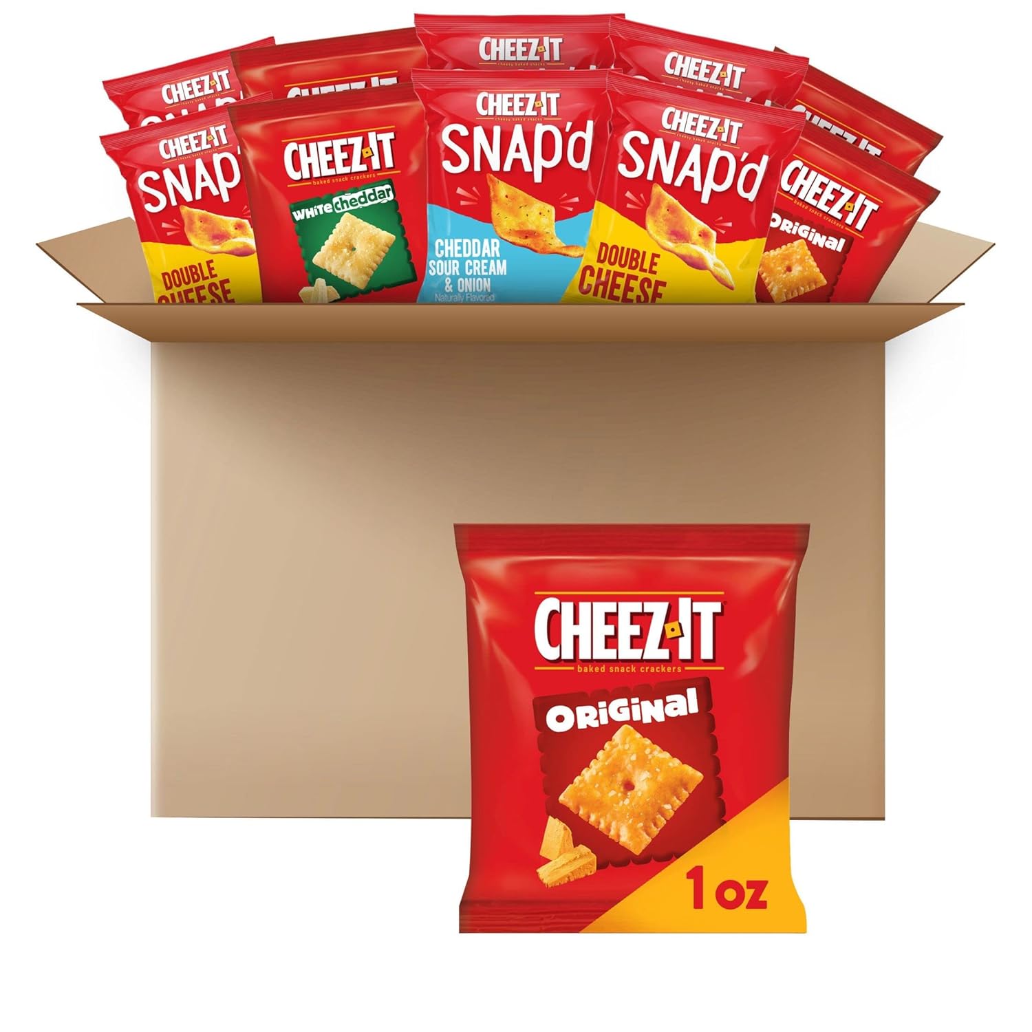 Cheez-It Cheese Crackers, Baked Snack Crackers, Lunch Snacks, Variety Pack (42 Packs)