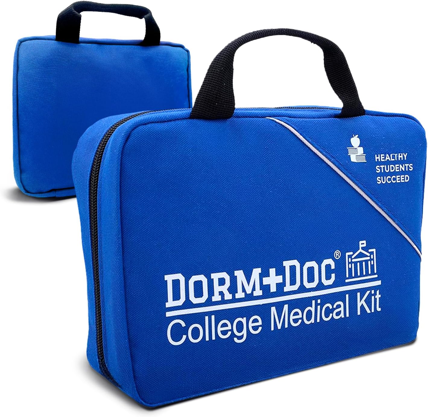 College First Aid Kit – Compact Emergency Medical Kit for Dorm Rooms, School, Sports – with Bandages, OTC Medicines for Relief, Gauze, Quick Care Set – Portable Health Kit - 175 PCS, Blue