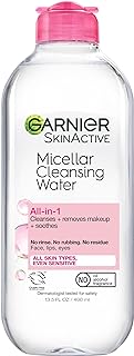 Garnier Micellar Water, Hydrating Facial Cleanser & Makeup Remover, Suitable for Sensitive Skin, Vegan, Cruelty Free, 13.5 Fl Oz (400mL), 1 Count