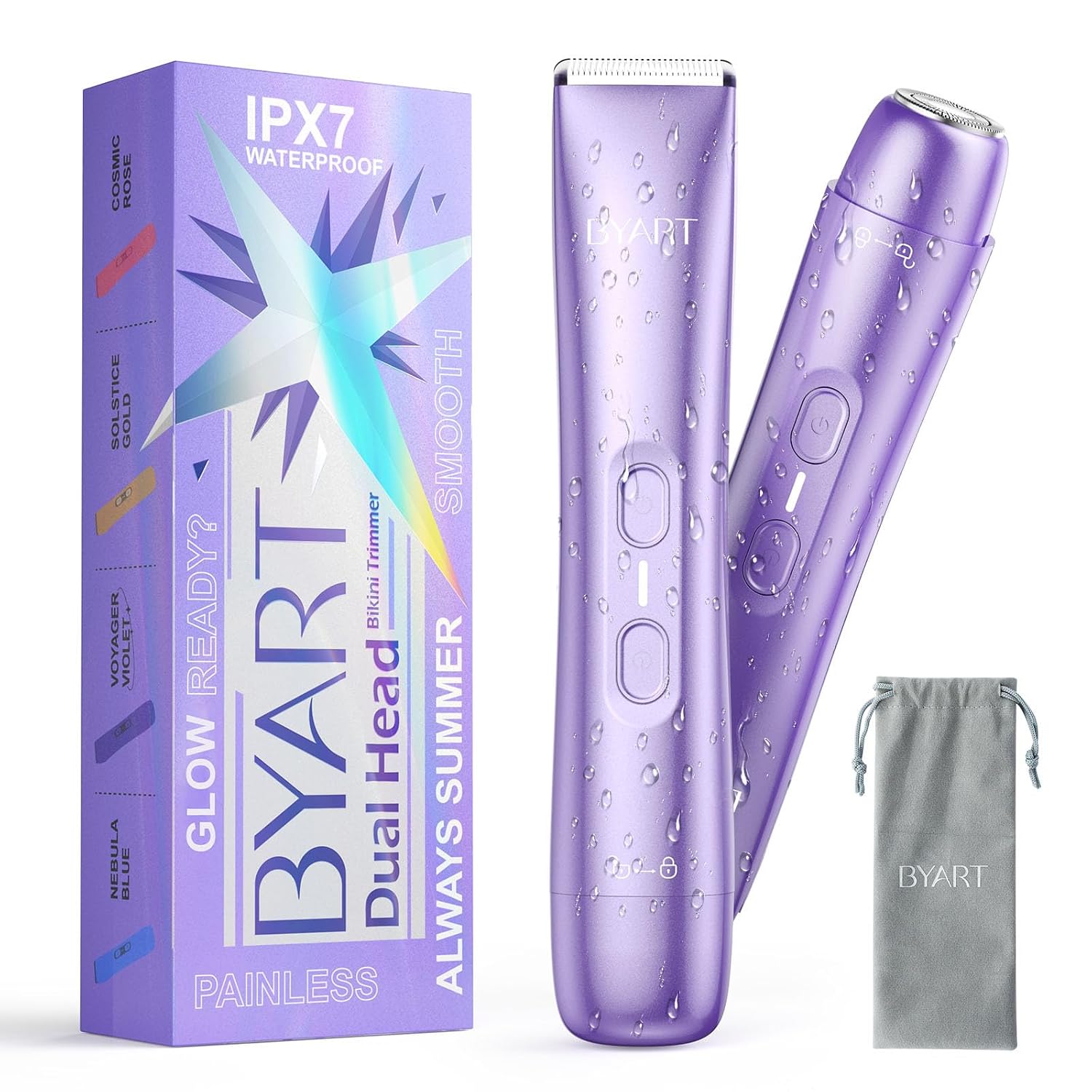 Women's Electric Shaver Replacement Heads - Bikini Trimmer for Women Dual Head – IPX7 Waterproof & Painless Electric Razor for Pubic Hair, Face, Legs, Underarms – Portable Cordless Shaver