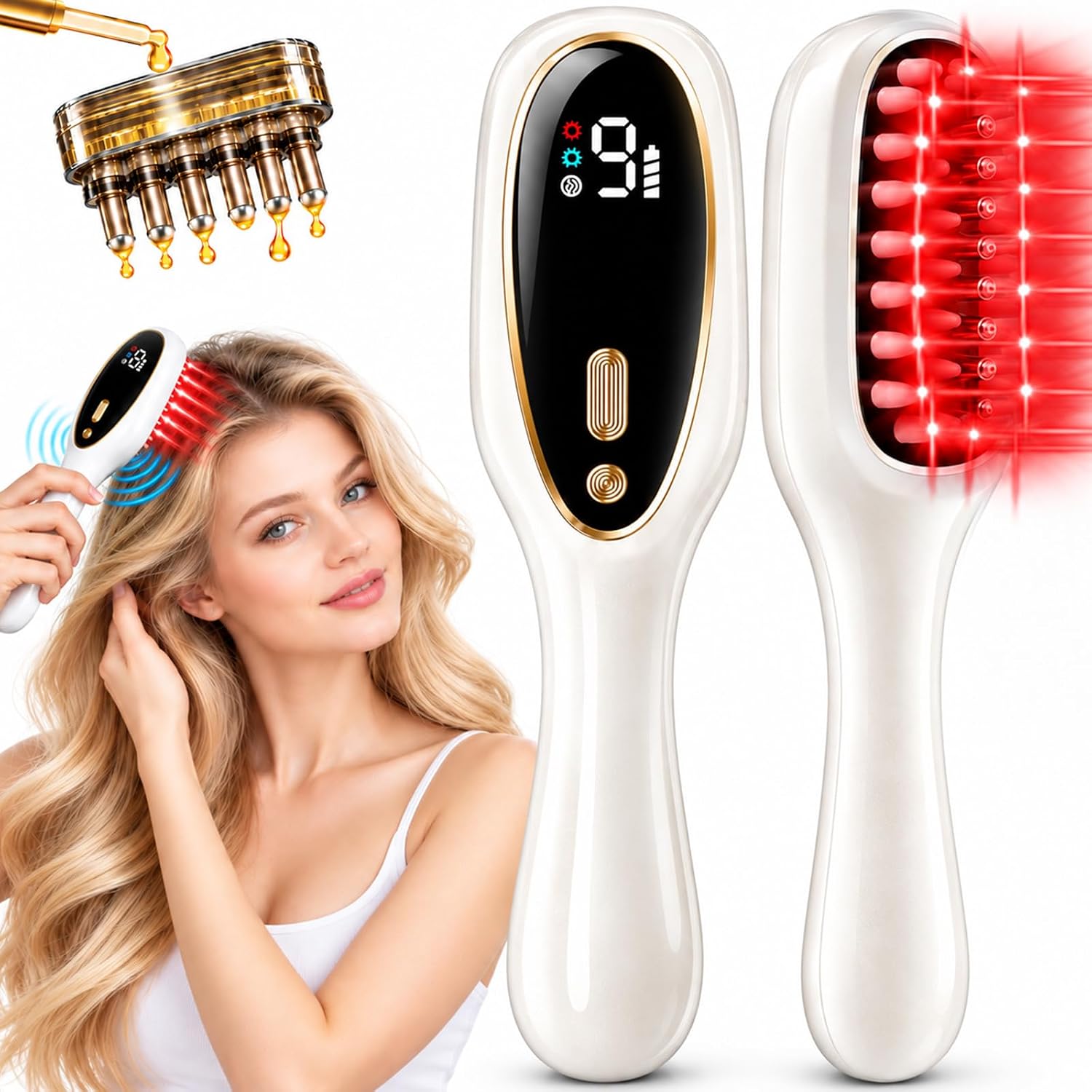 Laser Hair Growth Comb, 650nm Red Light Therapy for Hair,White