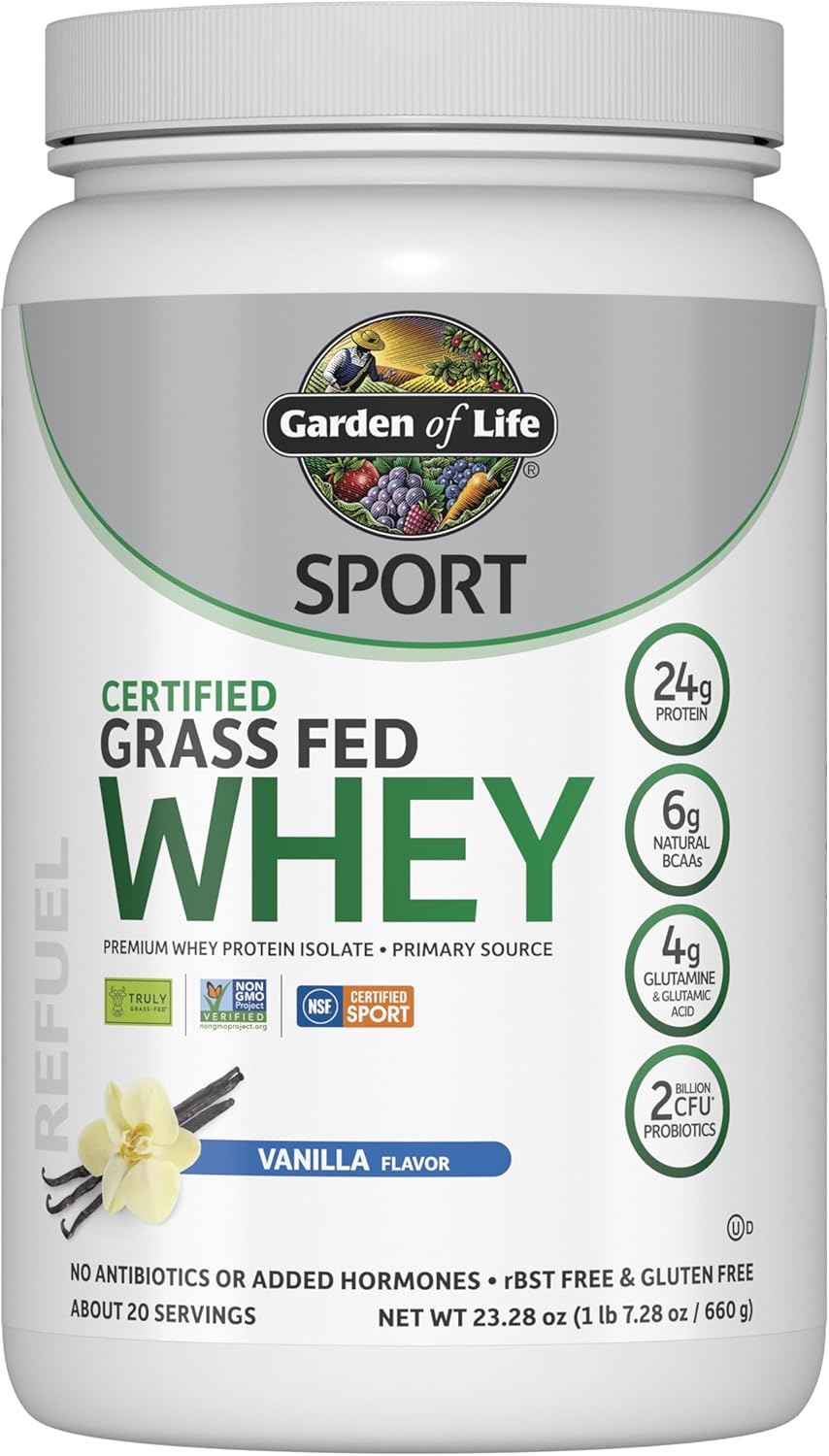 Garden Of Life, Protein Powder Sport Whey Grass Fed Vanilla, 23 Ounce