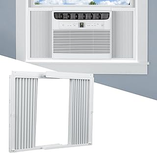 Window AC Side Panels with Frame Set,Air Conditioner Accordion Filler Curtain Replacement for Window AC Units,Fits Most 8,000 BTU Units,White,2 Pack