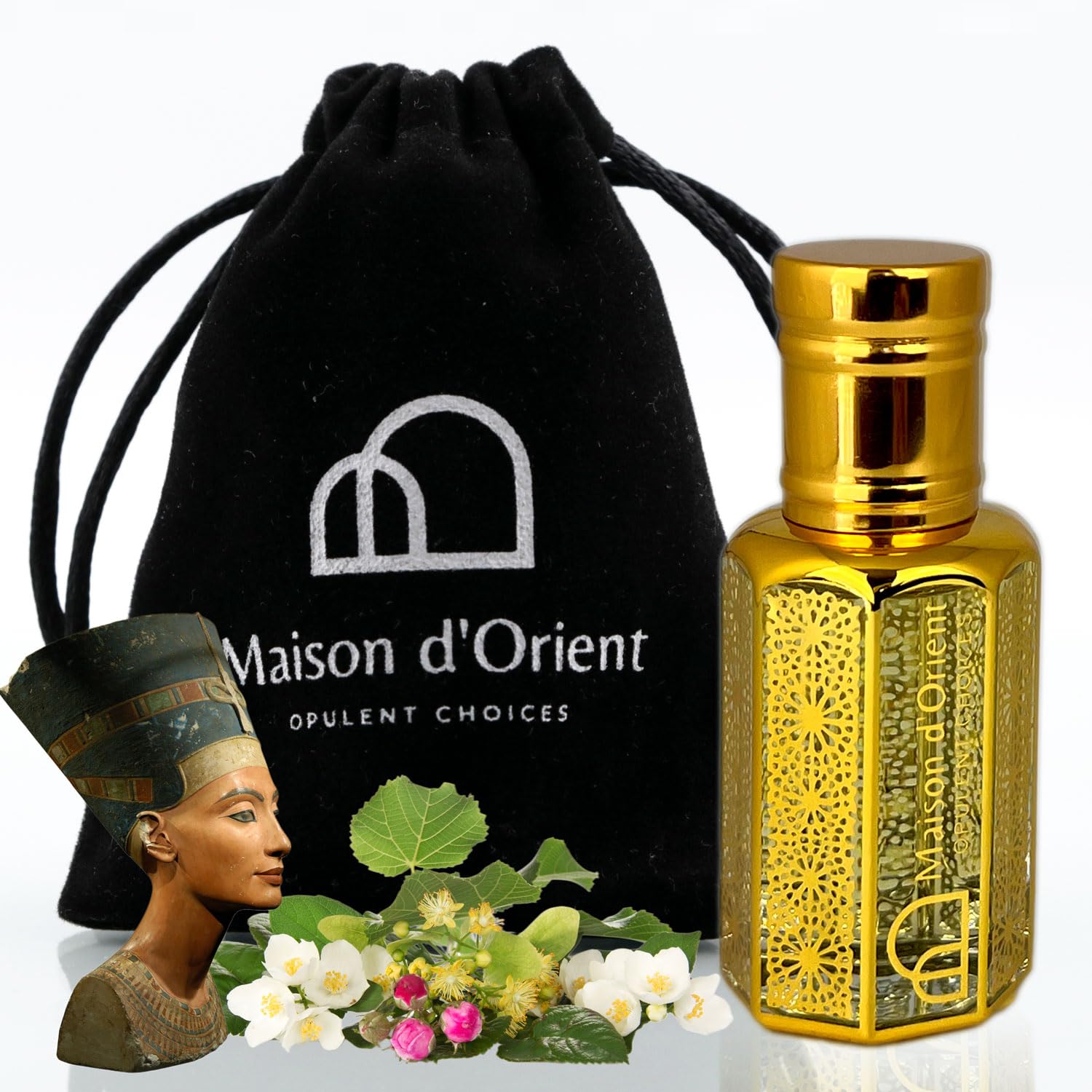 Maison d Orient Egyptian Musk Perfume Oil 12 mL – Premium Long Lasting Unisex Scent in Arabian Tola Bottle with Dapper Stick Applicator, Alcohol Free and Skin Friendly