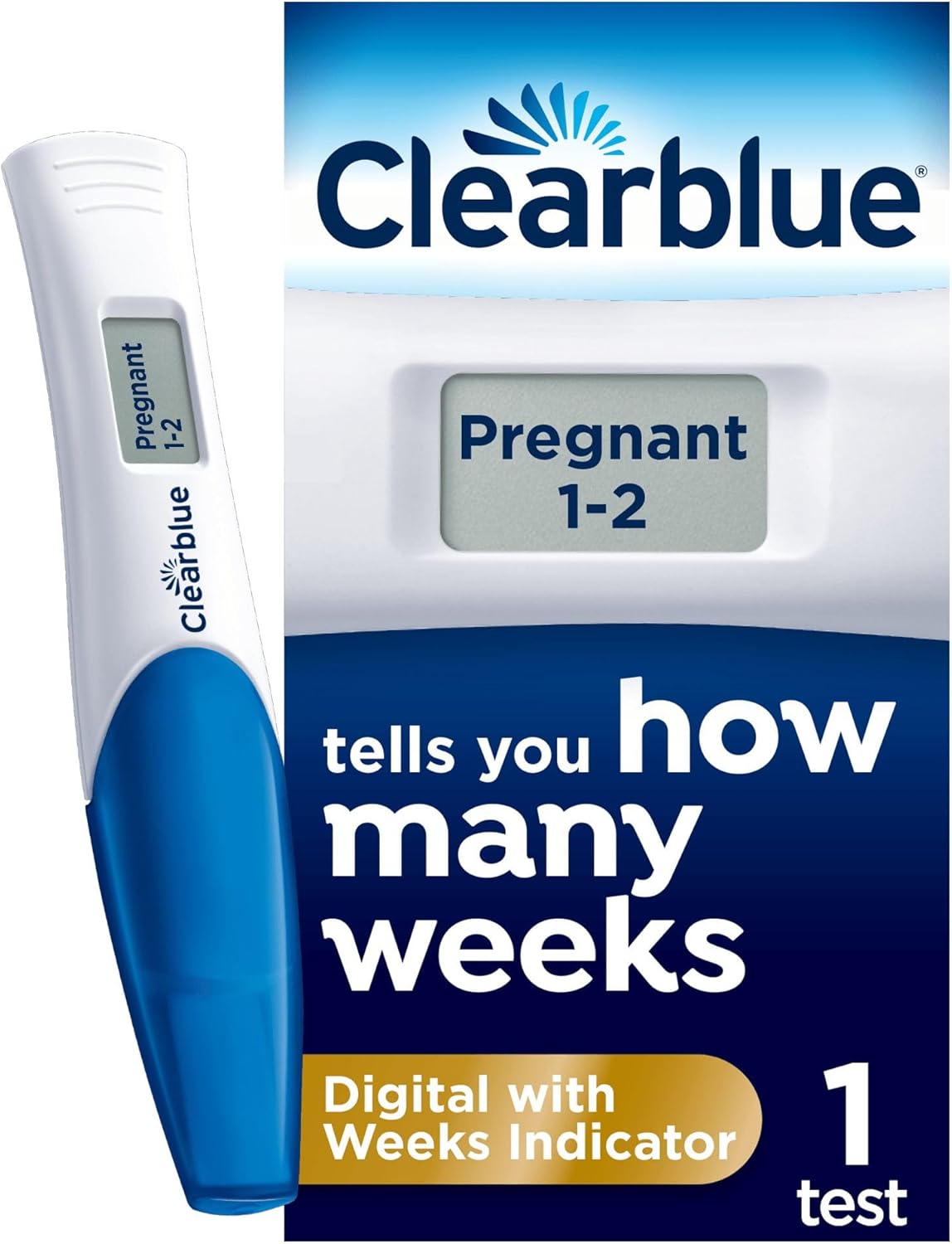 Clearblue Pregnancy Test Digital with Weeks Indicator, Tells You How Many Weeks, 1 Digital Test, Packaging May Vary