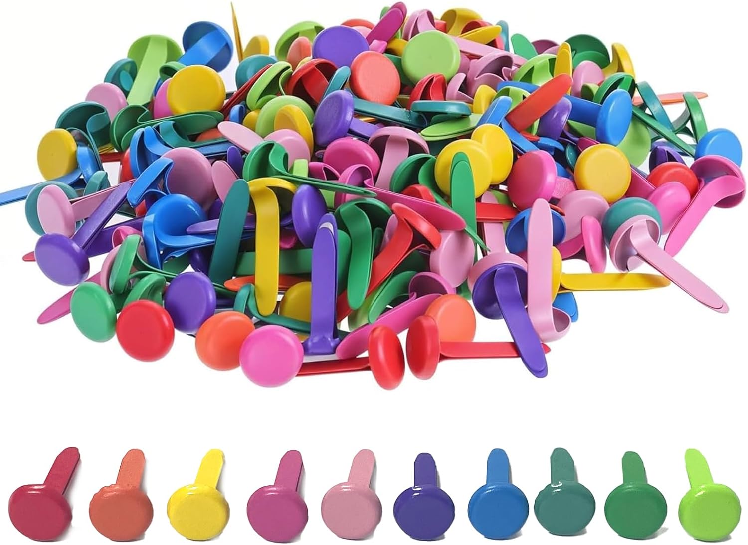 PHIOMUUE 100 Pcs Colorful Split Pins Craft,Metal Paper Fasteners Split Pin 8mm x 18mm,Mini Brads for Crafting, DIY Scrapbooking, Stamping Projects, Office Supplies,Multicolor Scrapbooking Brads