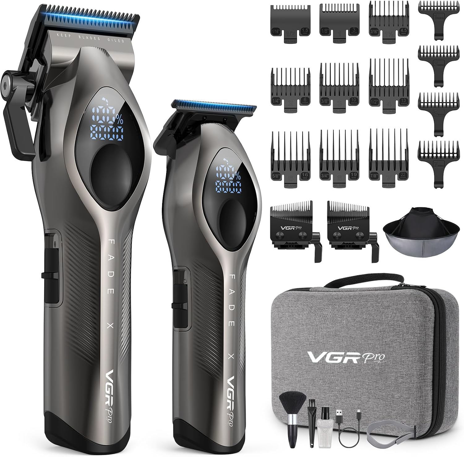 VGRPRO Hair Clippers for Men, Cordless Professional Clipper & Trimmer Set