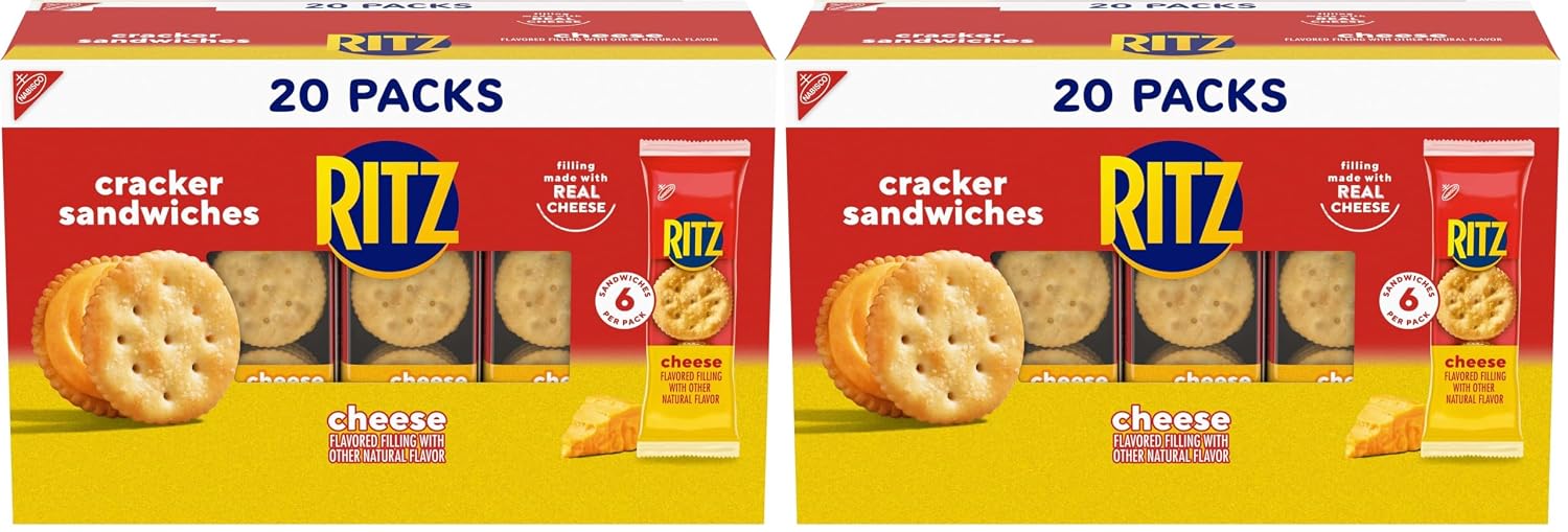 RITZ Cheese Sandwich Crackers, 20 Snack (6 Crackers Per Pack) (Pack of 2)