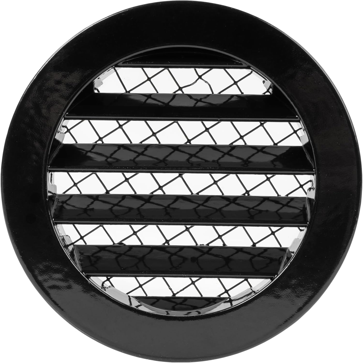 Repa Market 4" Inch Aluminum Black Soffit Air Vent Cover - Louvered Round Gable Vent with Mesh Screen - Exhaust/Intake Ventilation Grill for House, Bathroom - Indoor/Outdoor Metal Duct Grate