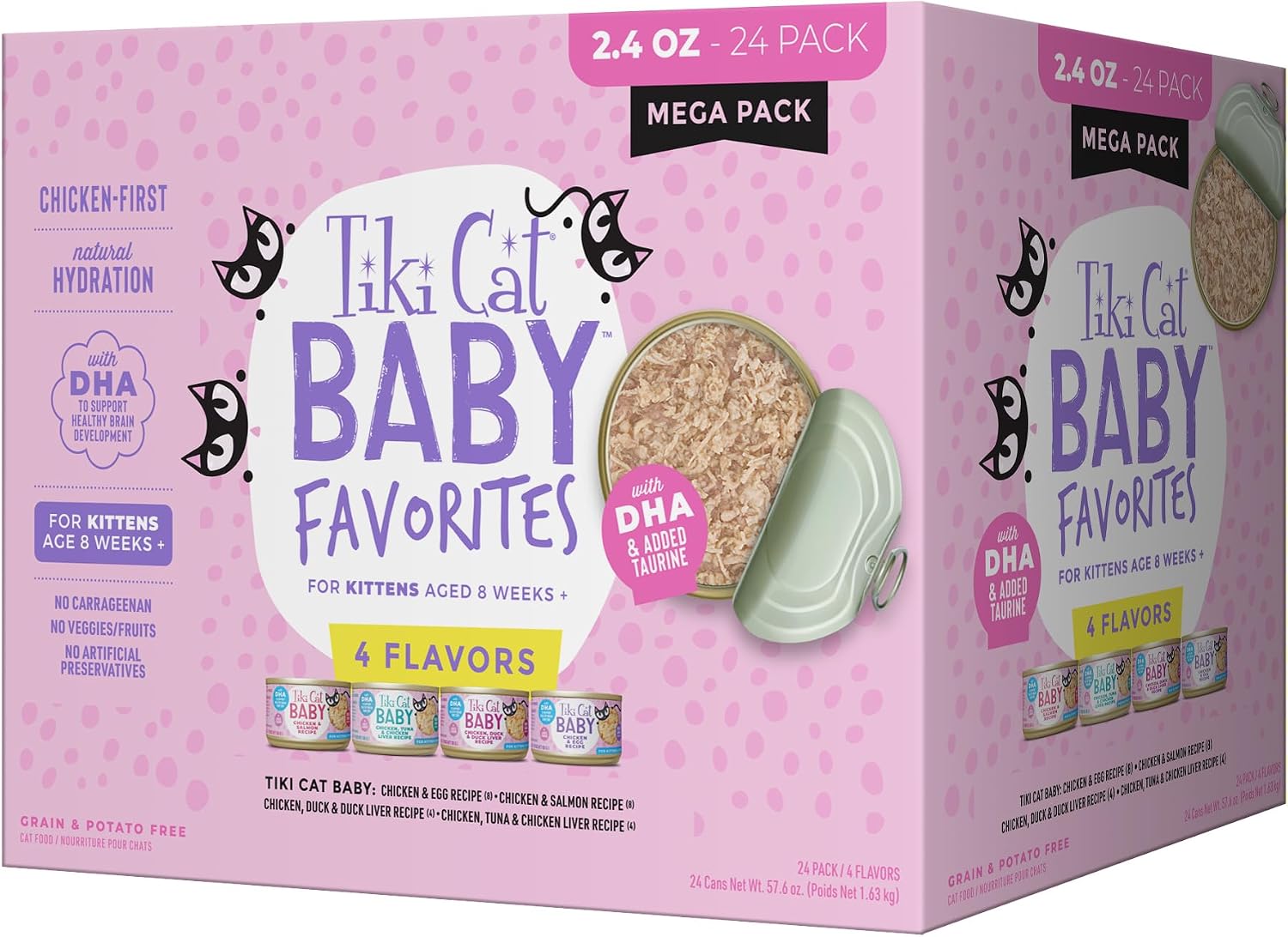 Tiki Cat Baby Whole Foods Mega Pack for Kittens, Variety Pack, 2.4oz, 24ct