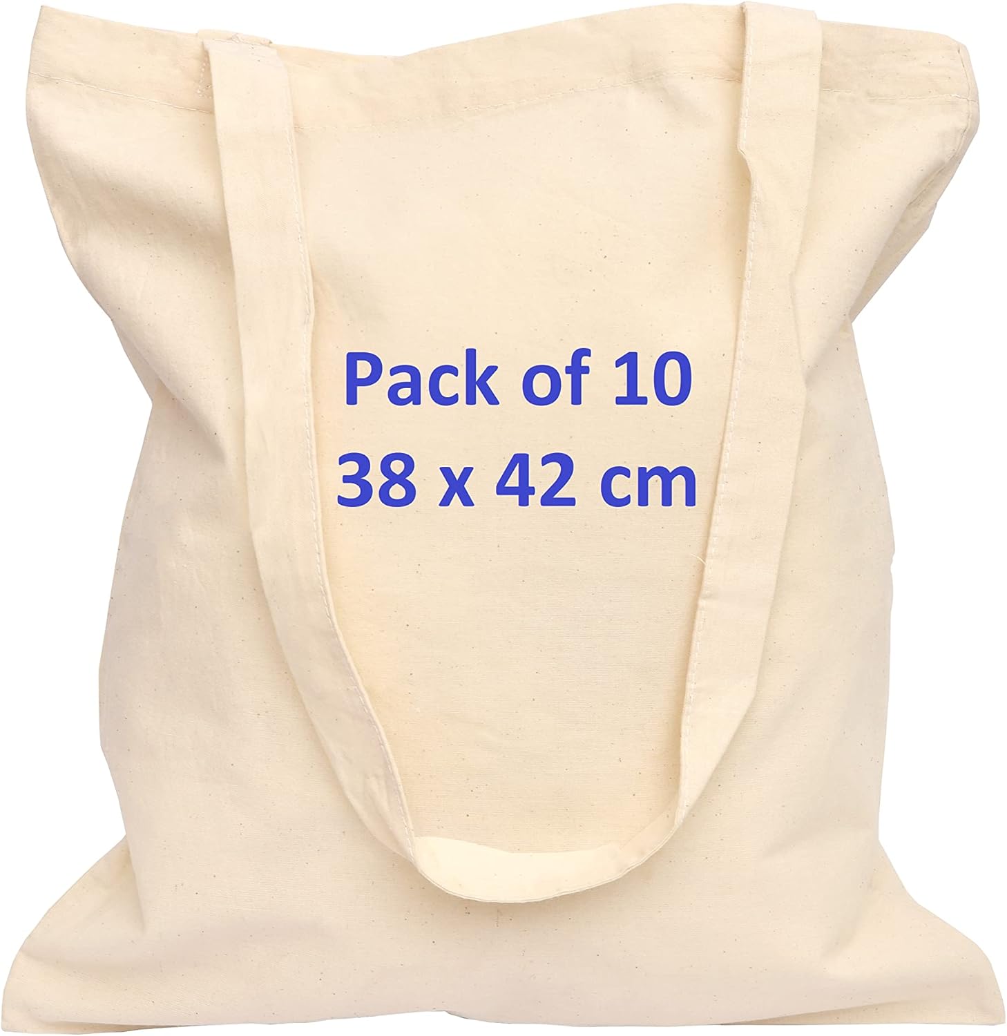 EXPERTEX Cotton Bags for Grocery, Plain Tote Bags to Decorate, eco-friendly Canvas Tote Bags made with Premium Quality 100% Cotton Fabric Are Reusable Blank - Size 38x42cm+70cm long Handle