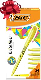 BIC Brite Liner Highlighters, Chisel Tip, 24-Count Pack of Yellow Highlighters, Ideal Highlighter Set for Organizing and Coloring