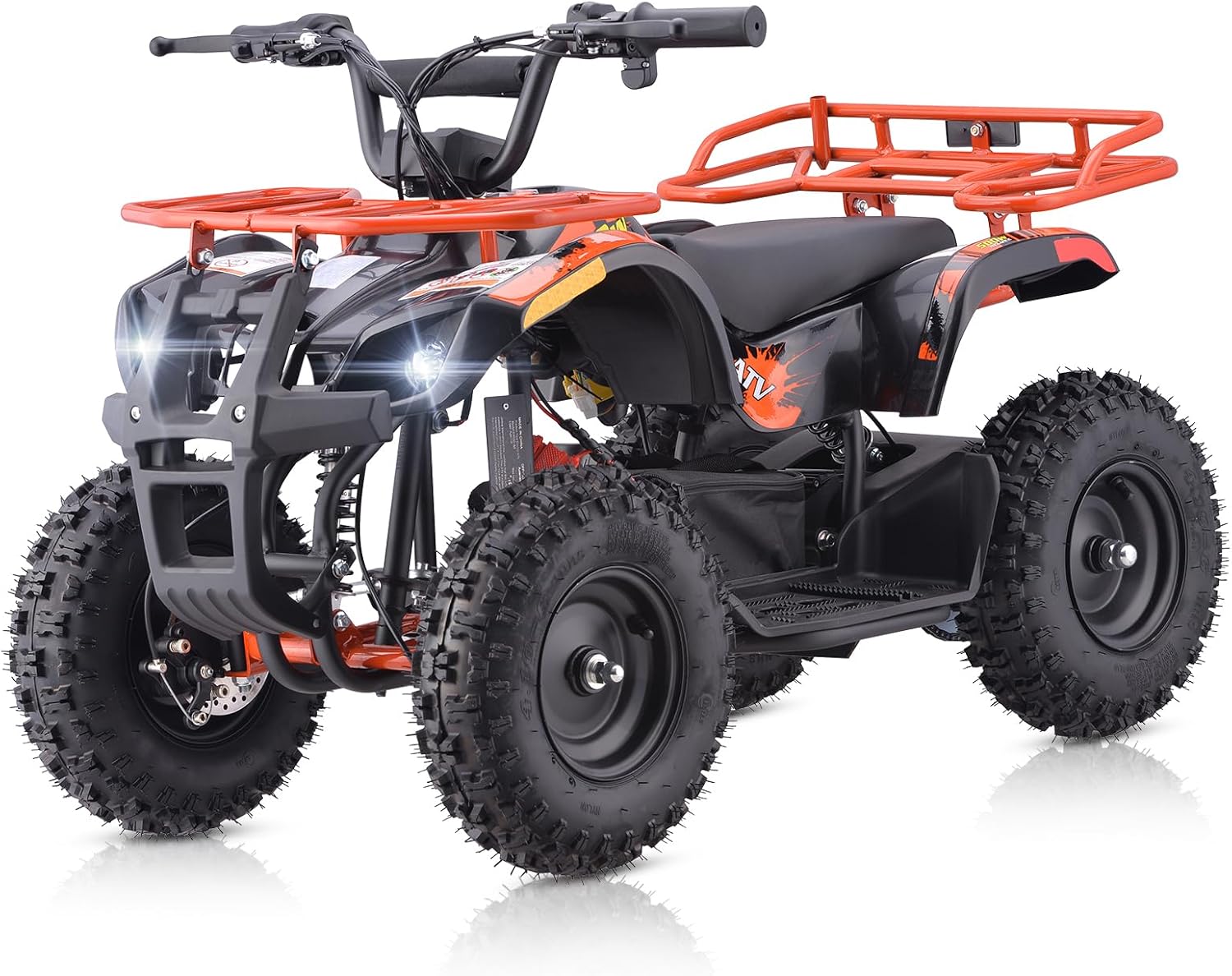 Dirt Quad 500 for Kids Teenager, 36V Electric 4-Wheeler for Teens, X-Large Metal Frame, Speed Control, Suspension, Disc Brake, Charger Included (RED001) (Orange)
