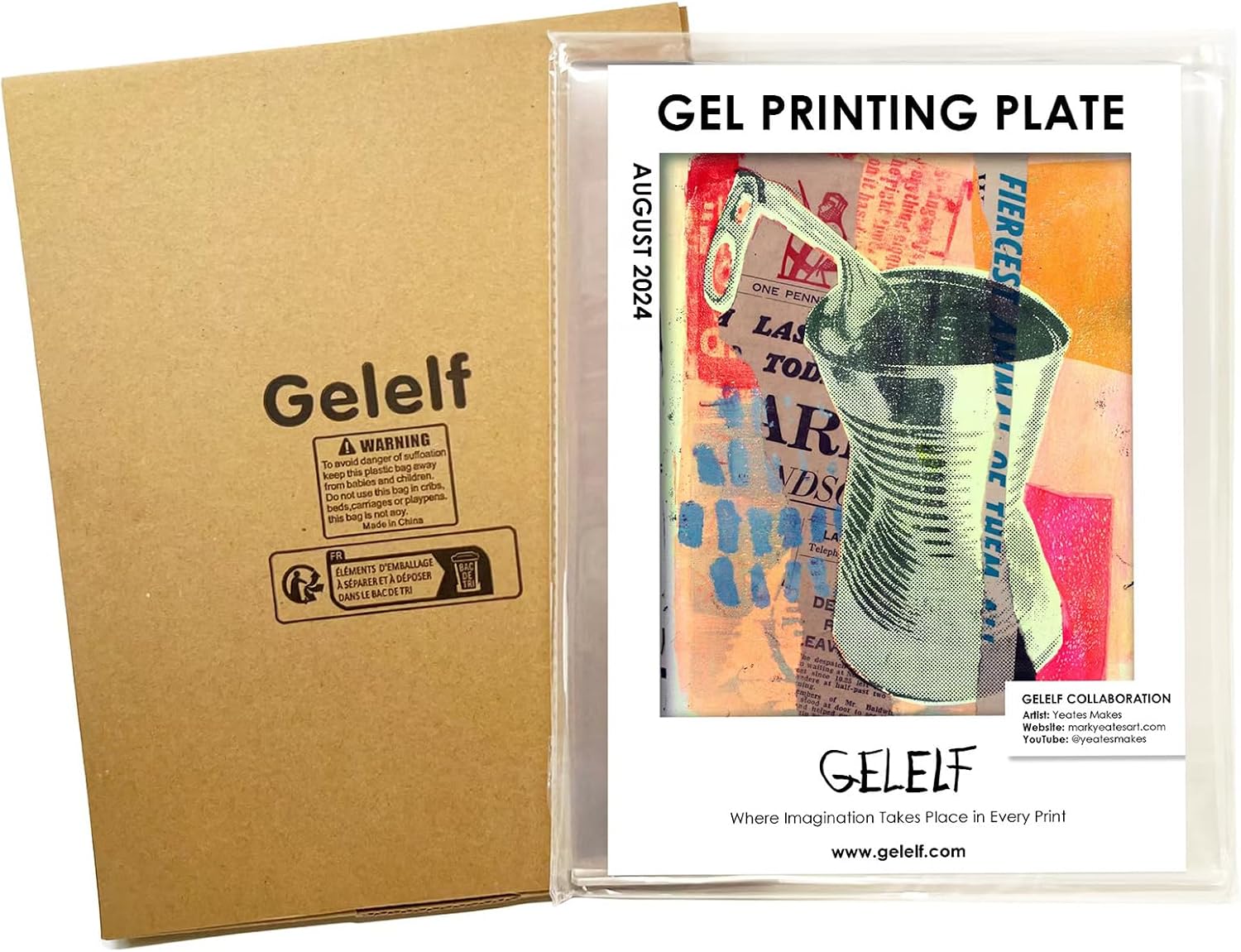 GELELF New Generation Gel Printing Plate, Upgraded Formula Printing Plate for Gel Printing Art, Gel Monoprinting Kit, Printmaking Supplies, No Aging and Bubbling(A4: 8" x 10")