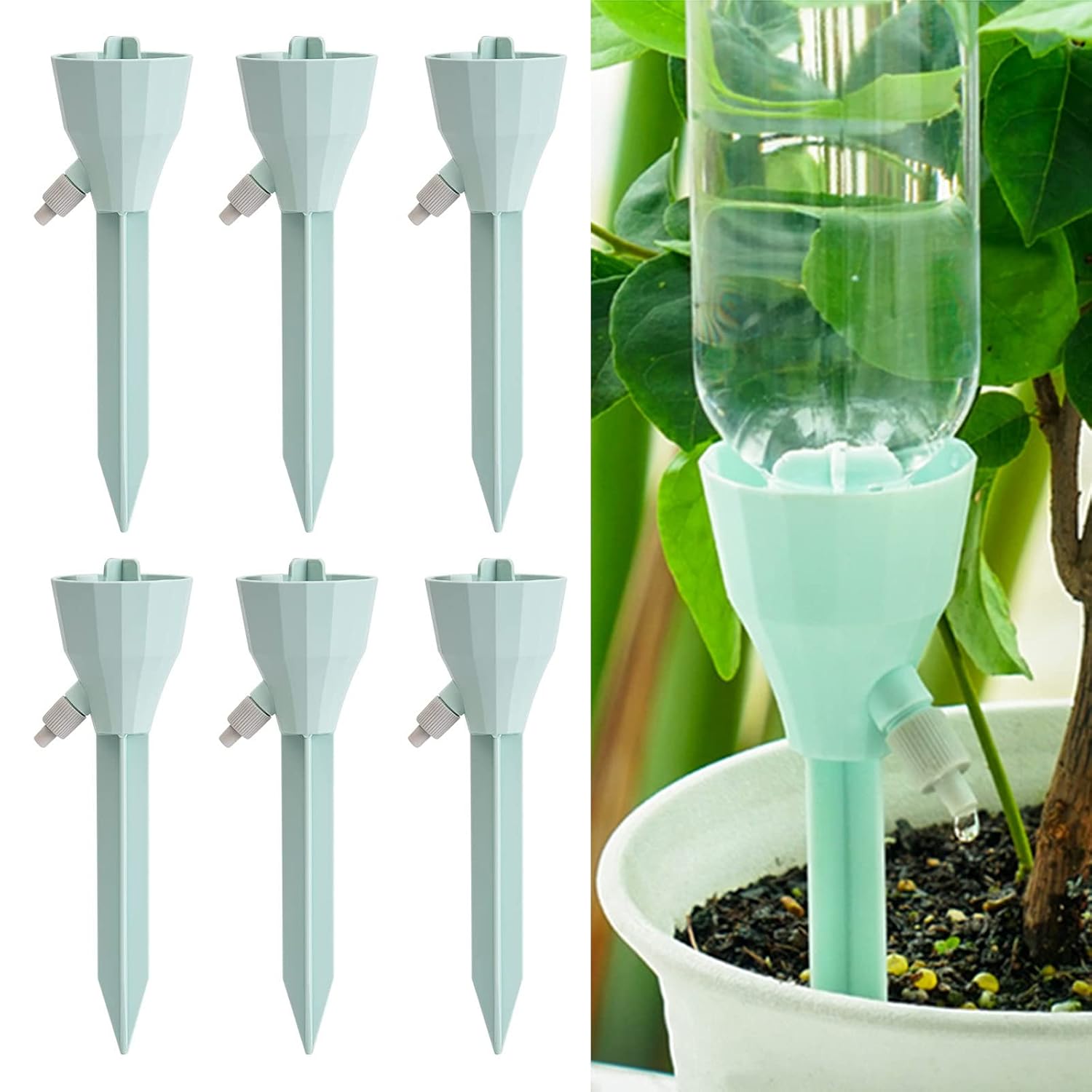 New Upgraded Plant Self Watering Spikes,Adjustable Plant Watering Devices with Slow Release Control Switch Water Dripper,Watering Planter Insert,Automatic Plant Waterer for Vacations (6)