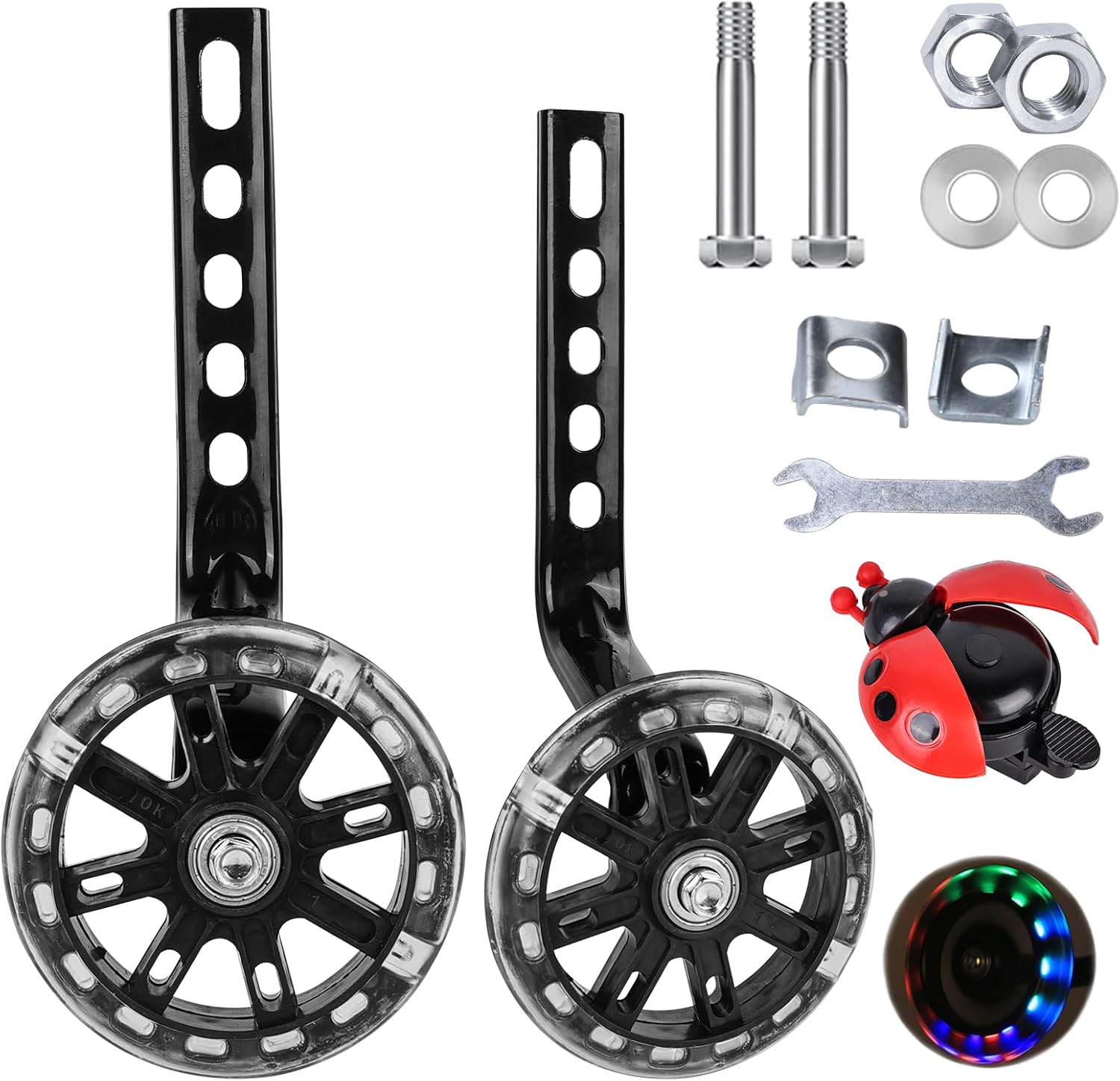 Stabilisers for Childs Bike, Bike Stabilisers Kids Bike Stabilisers Training Wheels for Kids Bike, Stabilisers for Childs Bike Training Wheels Mute Flash Wheels, Adjustable Stabilizers for Kids Bike