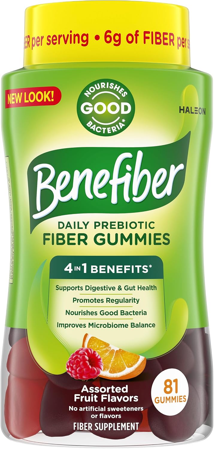 Benefiber Prebiotic Fiber Supplement Gummies, Assorted Fruit Flavor, 81 Ct
