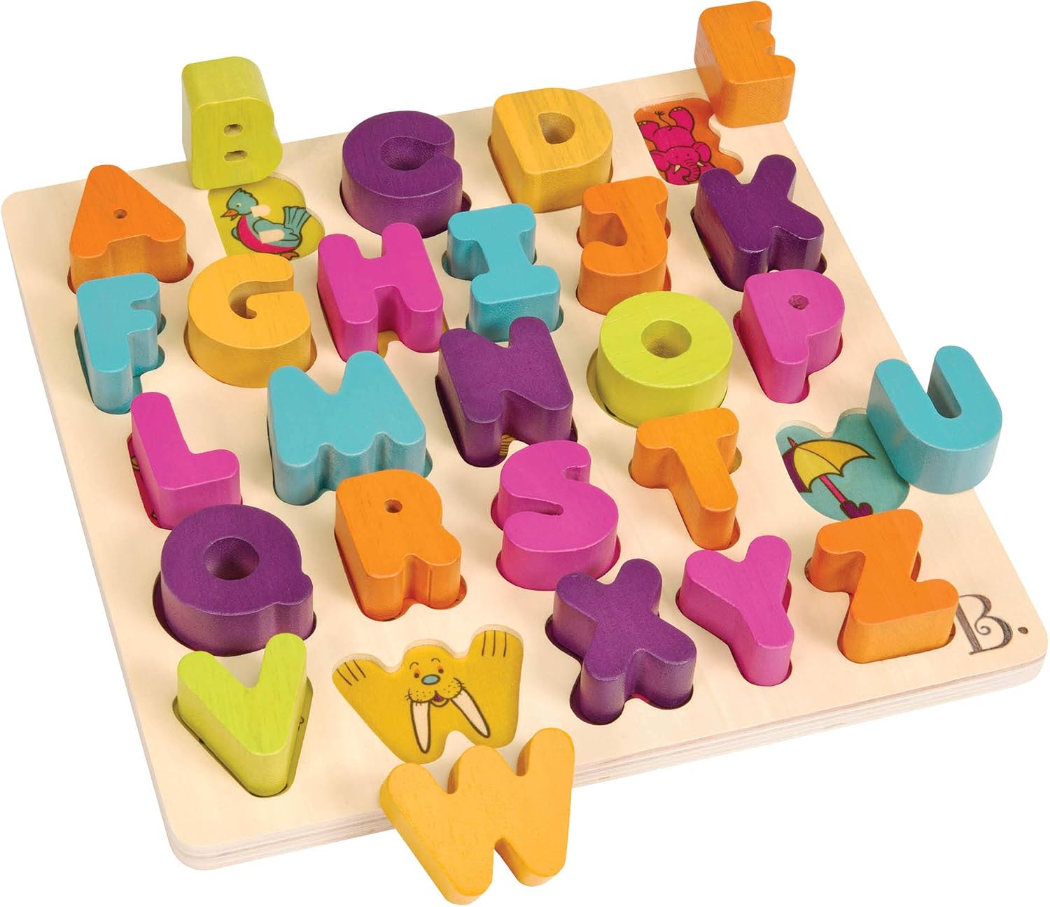 B. toys Wooden Alphabet Puzzle, Alpha B. Tical, 26 Chunky Letters