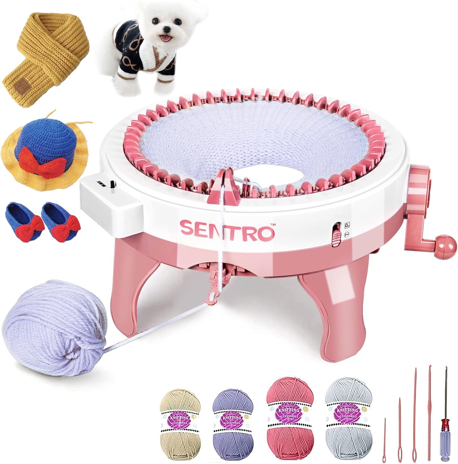 SENTRO 48 Needles Knitting Machine with Row Counter and Plain/Tube Weave Conversion Key, Efficiently DIY Scarf Hat Sock